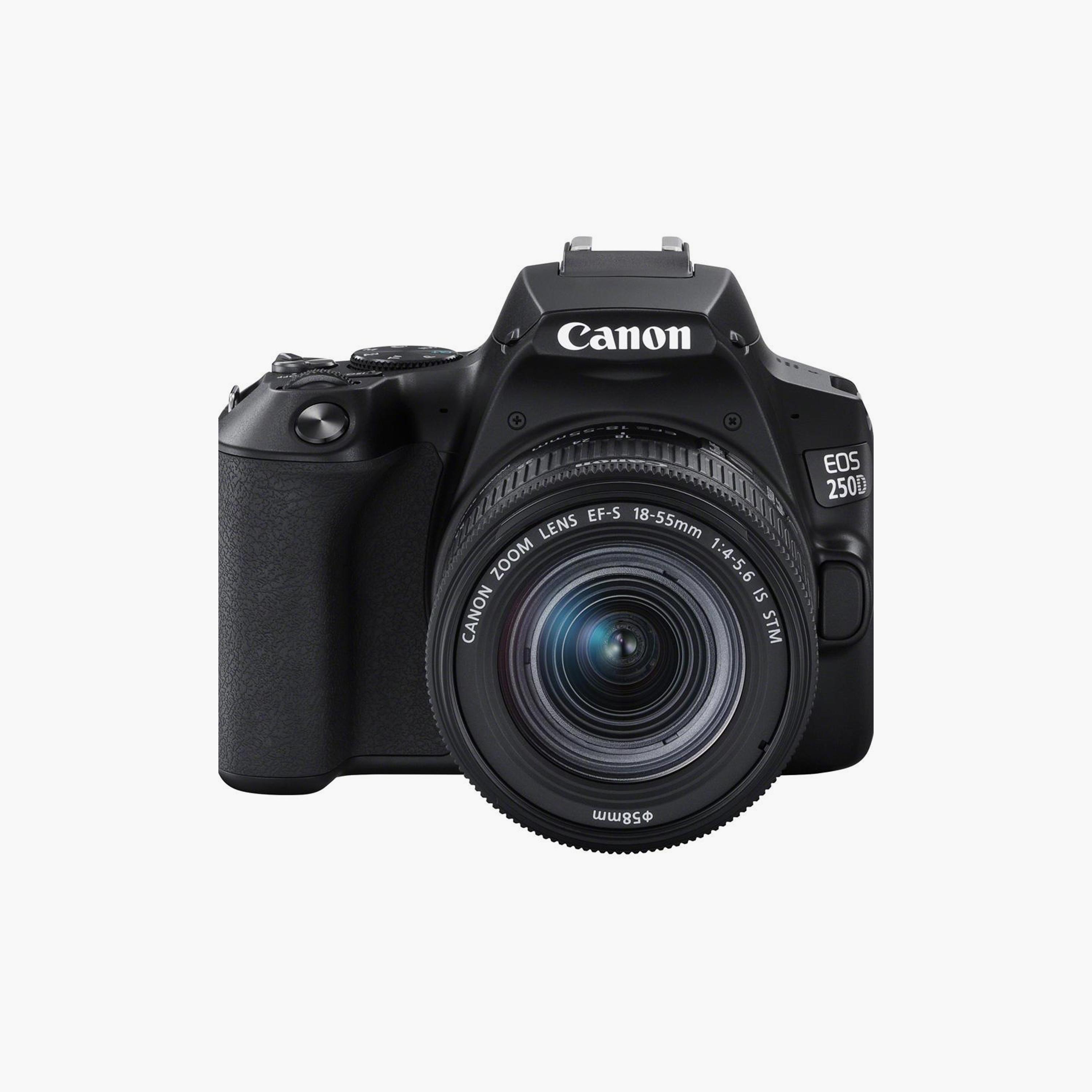 كاميرا كانون EOS250D DSLR 24.1 م.ب عدسة EFS 18-55 DC III مستشعر APS-C شاشة لمس 4K واي فاي بلوتوث-electronics-camera-image-1
