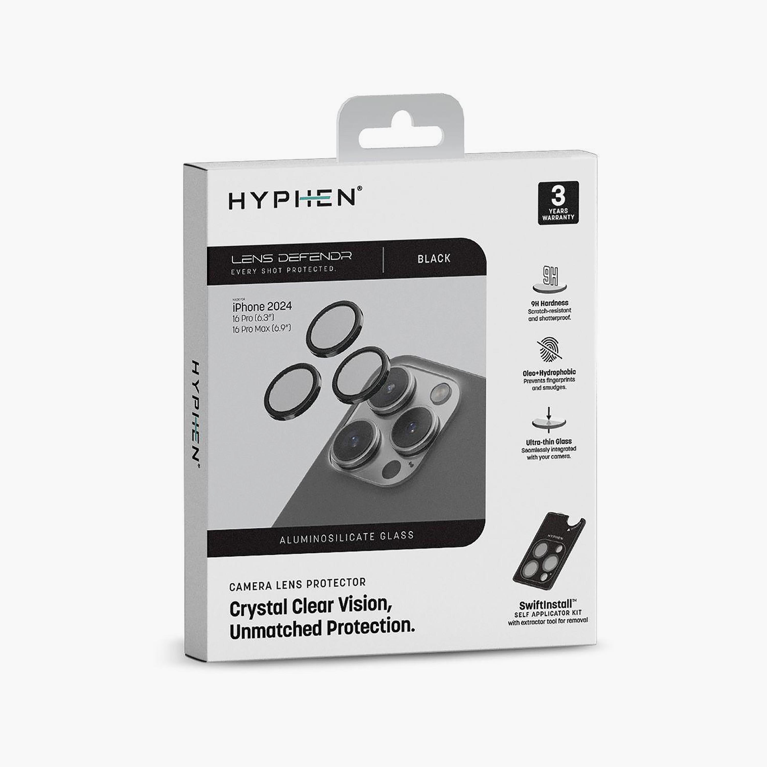 Hyphen Camera Lens Protector for iPhone 16 Pro/Pro Max with Self Installation Board Black-electronics-accessories-mobileaccesories-image-3
