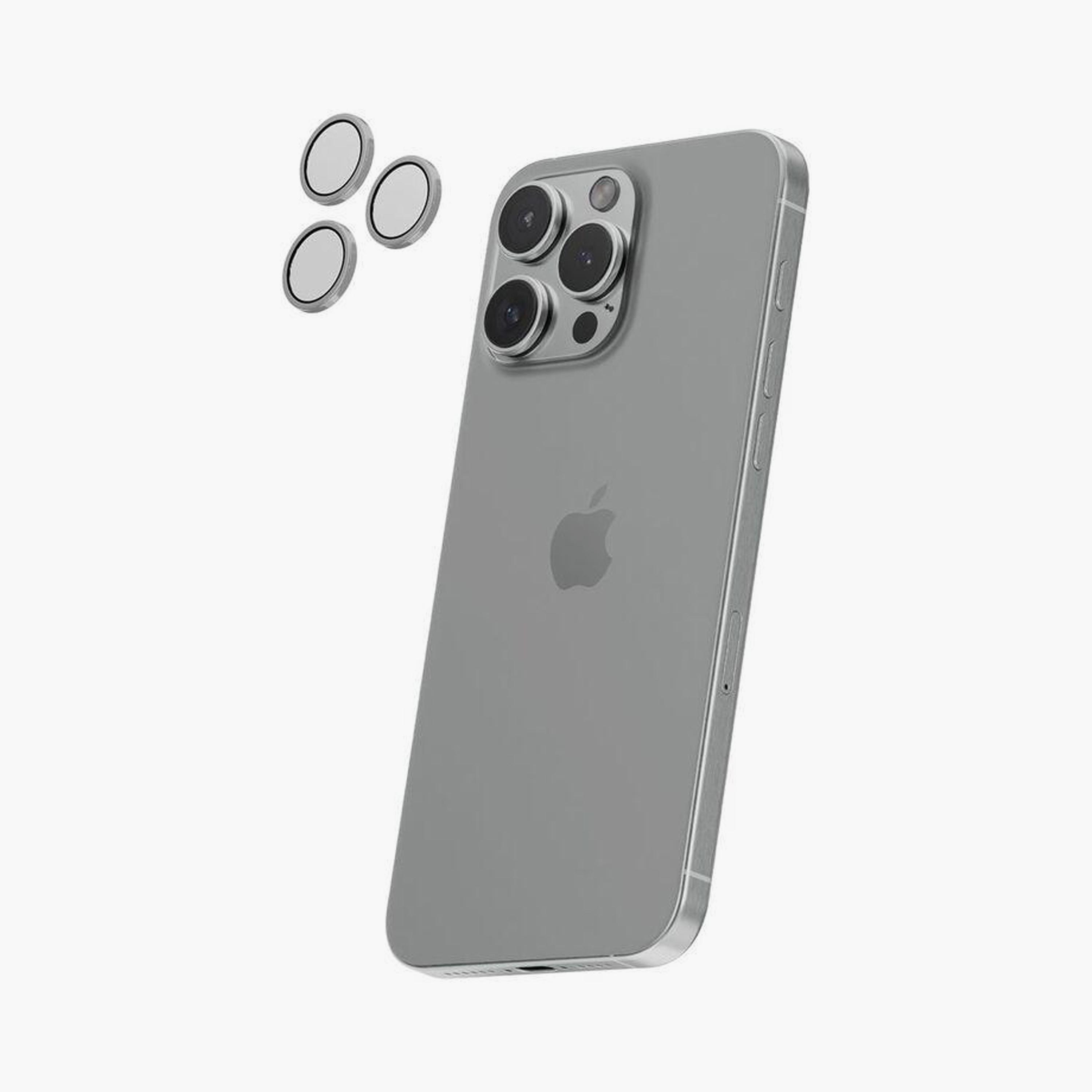 واقي عدسة كاميرا هايفن لهاتف آيفون 16 Pro/برو ماكس مع لوحة تثبيت ذاتية، رمادي-electronics-accessories-mobileaccesories-image-1