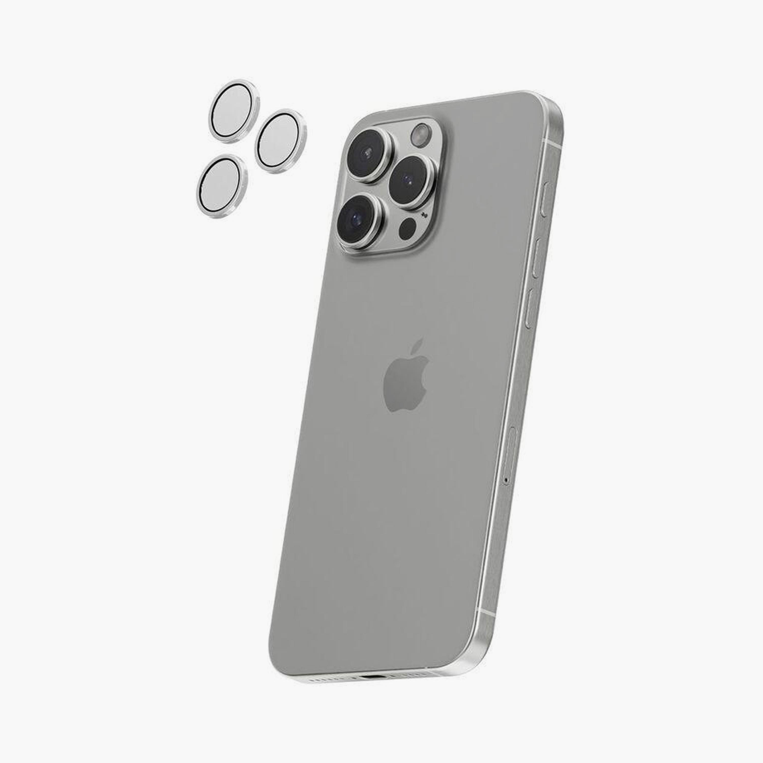 واقي عدسة كاميرا هايفن لهاتف آيفون 16 Pro/برو ماكس مع لوحة تثبيت ذاتية، فضي-electronics-accessories-mobileaccesories-image-1