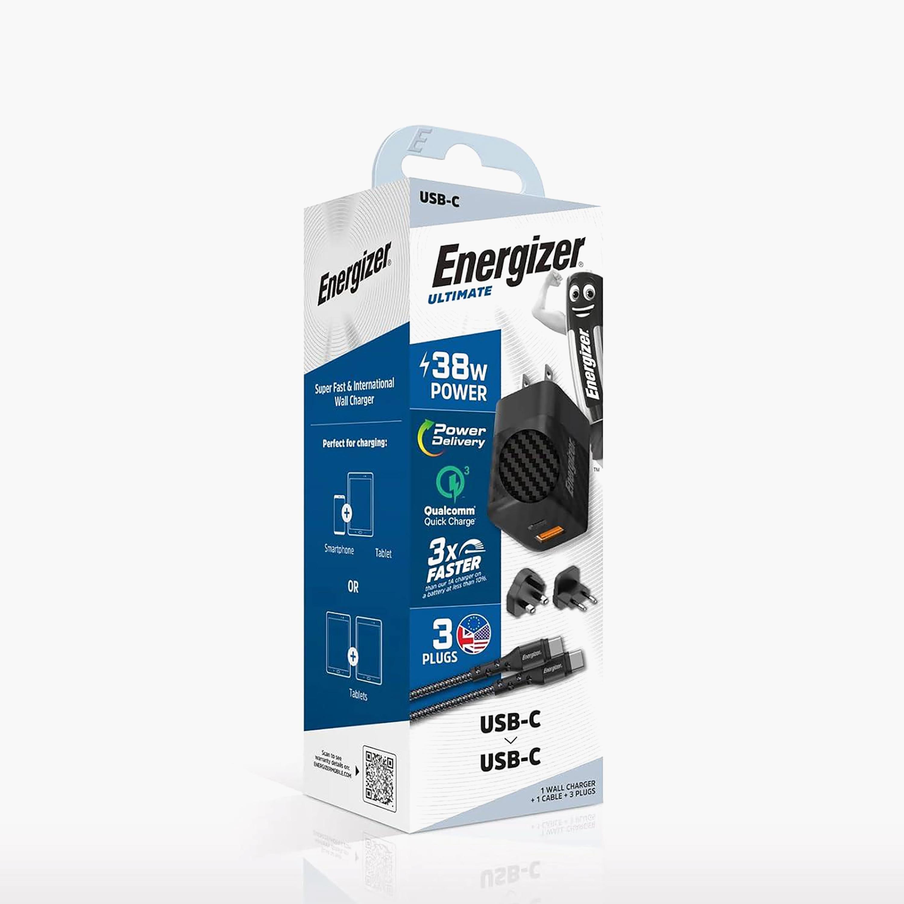 شاحن حائط إنرجايزر متعدد المنافذ، 38 واط، بتقنية PD QC3.0، مع كابل USB النوع-C | A38QMUC-electronics-accessories-mobileaccesories-image-6