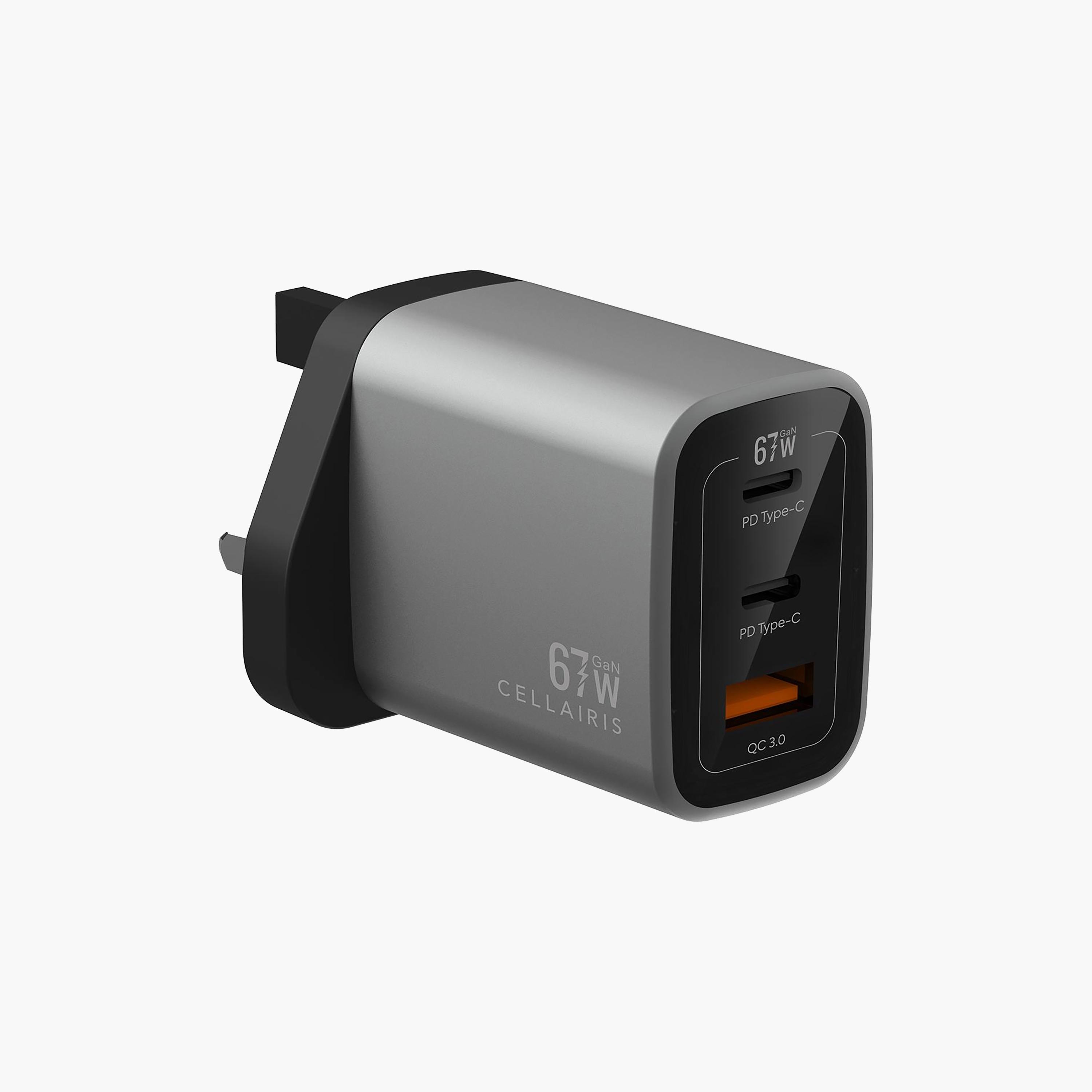 شاحن حائط سيلايريس جان، شحن سريع، PD 67 واط، مع منفذي النوع-C - أسود | M-CHGAN67WBK-electronics-accessories-mobileaccesories-image-1