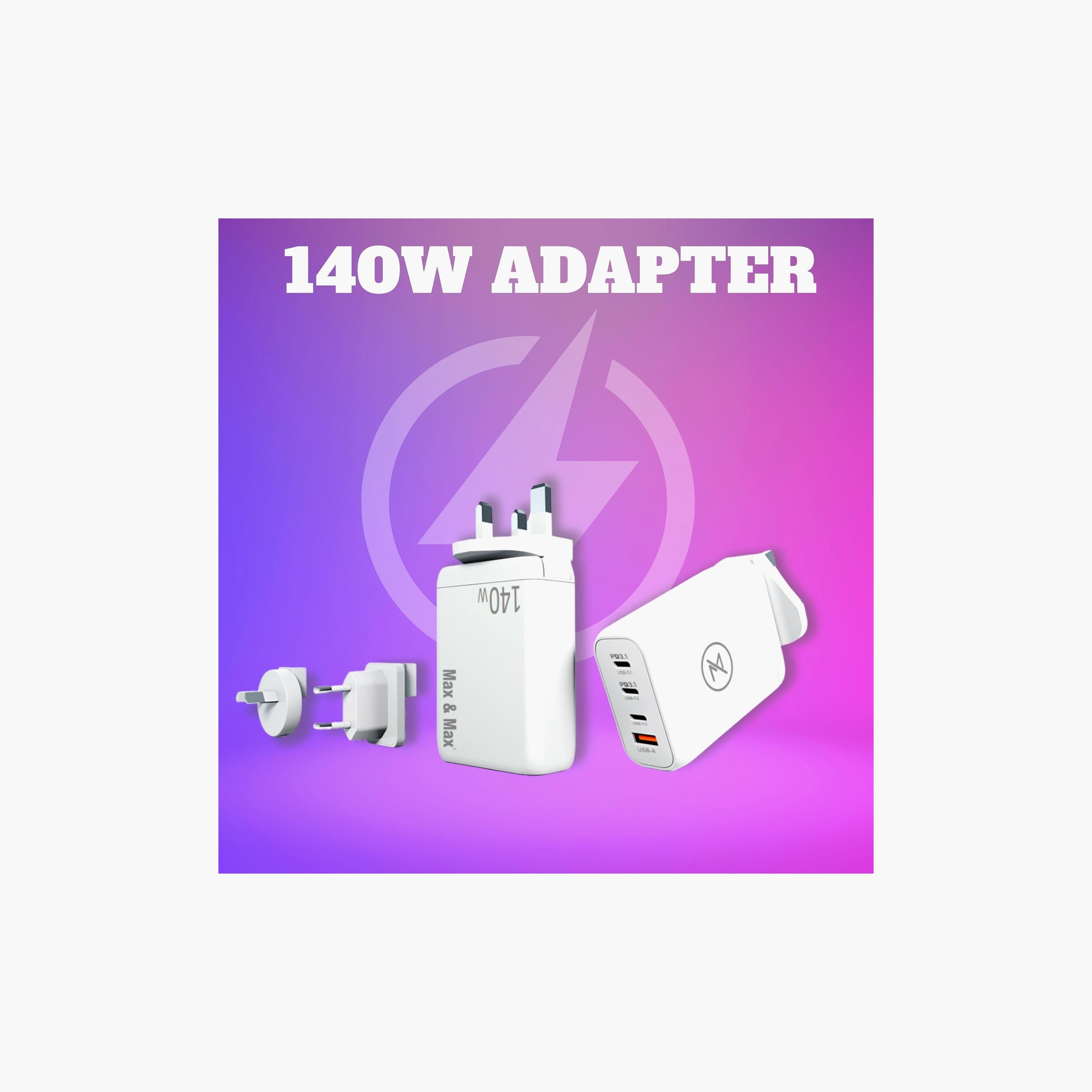 شاحن حائط ماكس آند ماكس سمارت بريميوم GAN بقوة 140 واط، أبيض | MXMC140W-electronics-accessories-mobileaccesories-image-3