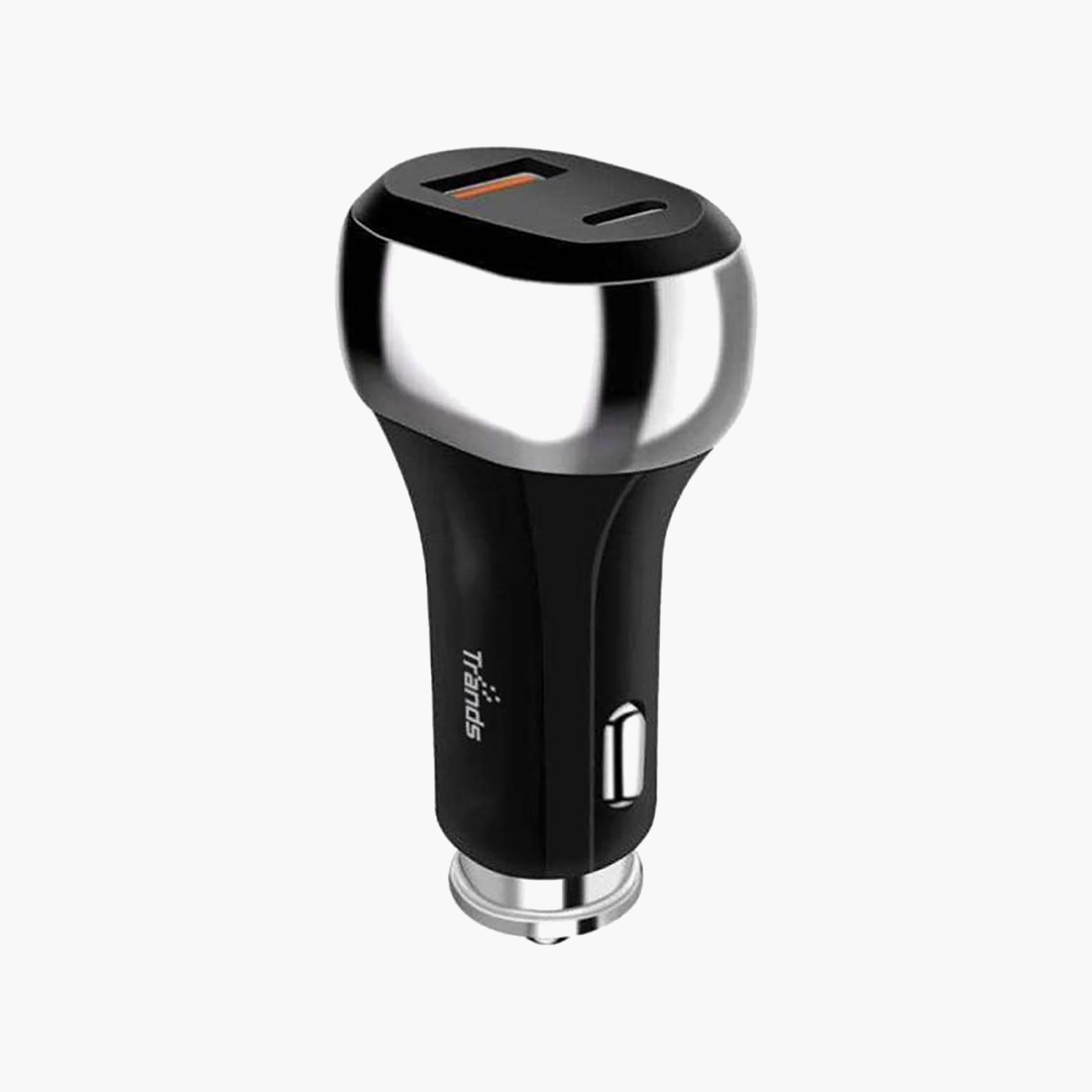 Trands Dual Port Car Charger With USB Type-C Cable 1m Black | TR-AD6519-electronics-accessories-mobileaccesories-image-2