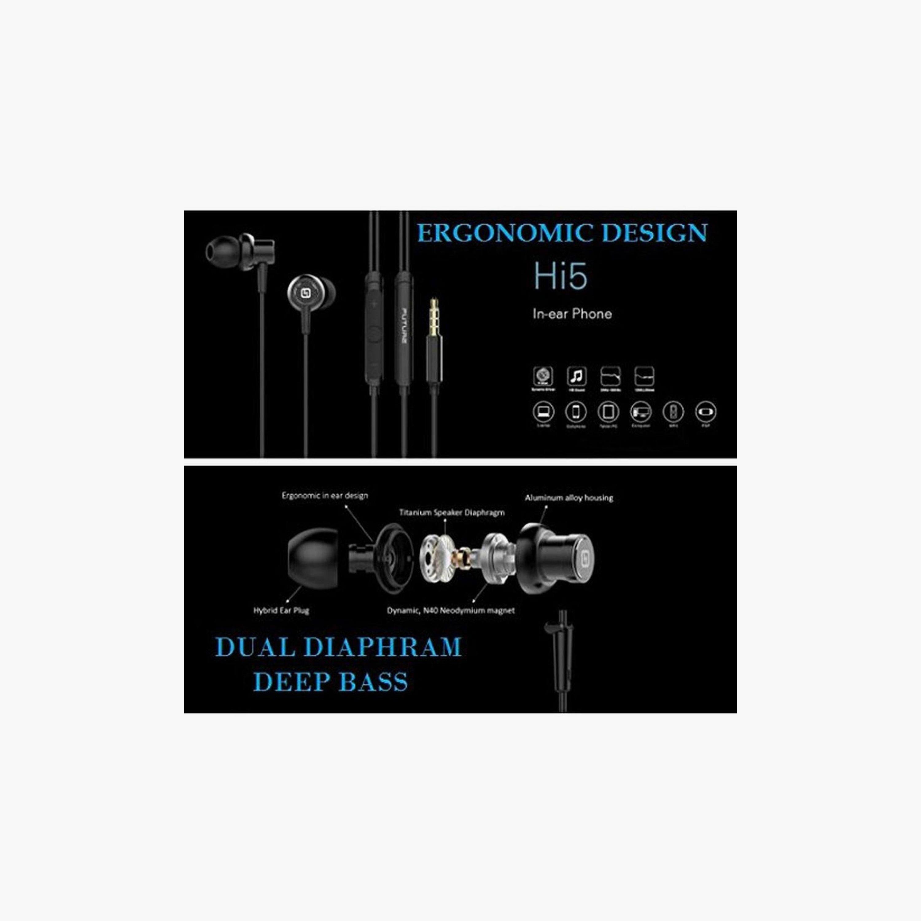 سماعات أذن سلكية هاي فيوتشر سوداء | HI5-electronics-headphonesandearphones-image-2