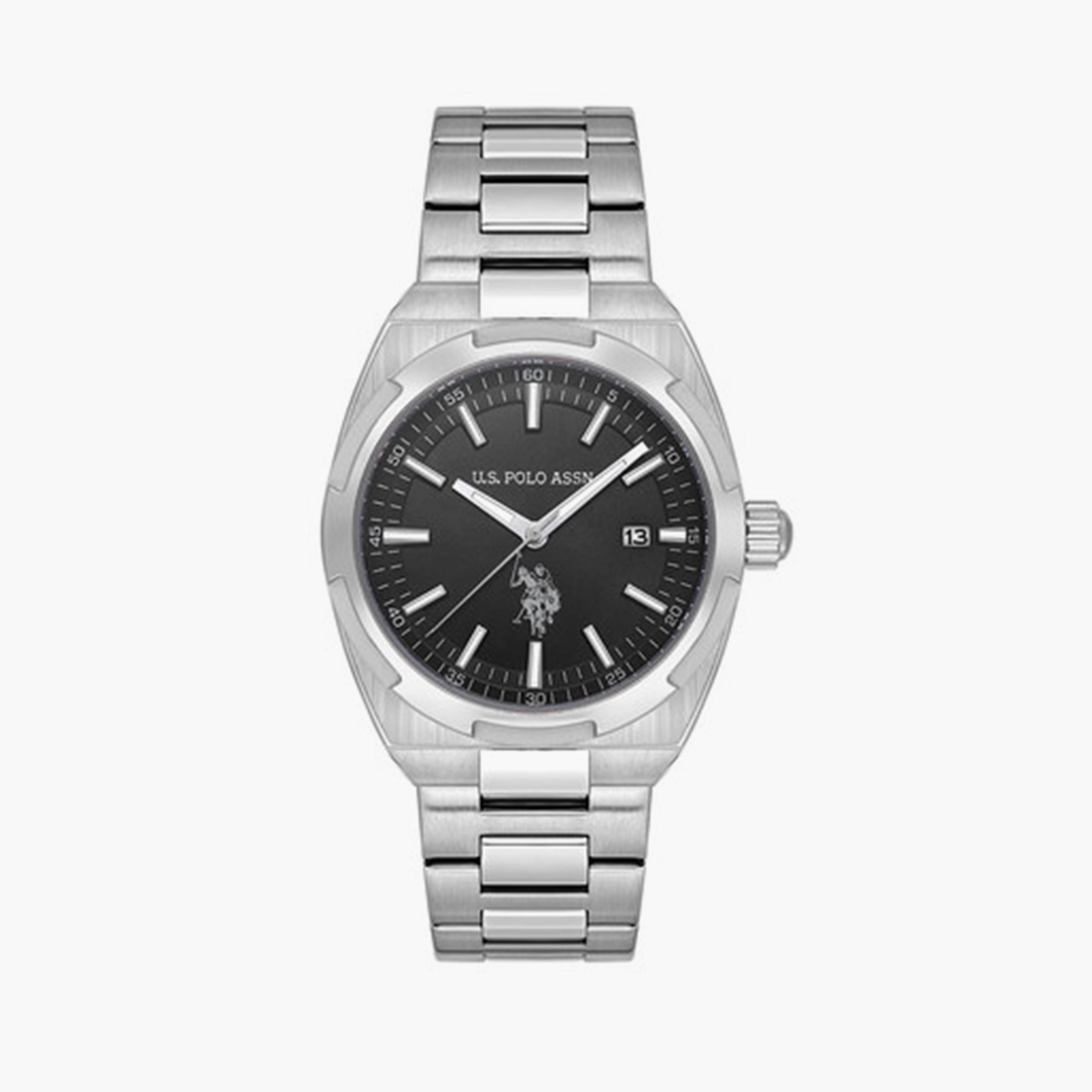 يو أس بولو أسن- ساعة رجالية تناظرية سوار ستانلس ستيل 42 مم فضي | USPA1090-04-men-watchesandjewellery-watches-image-1