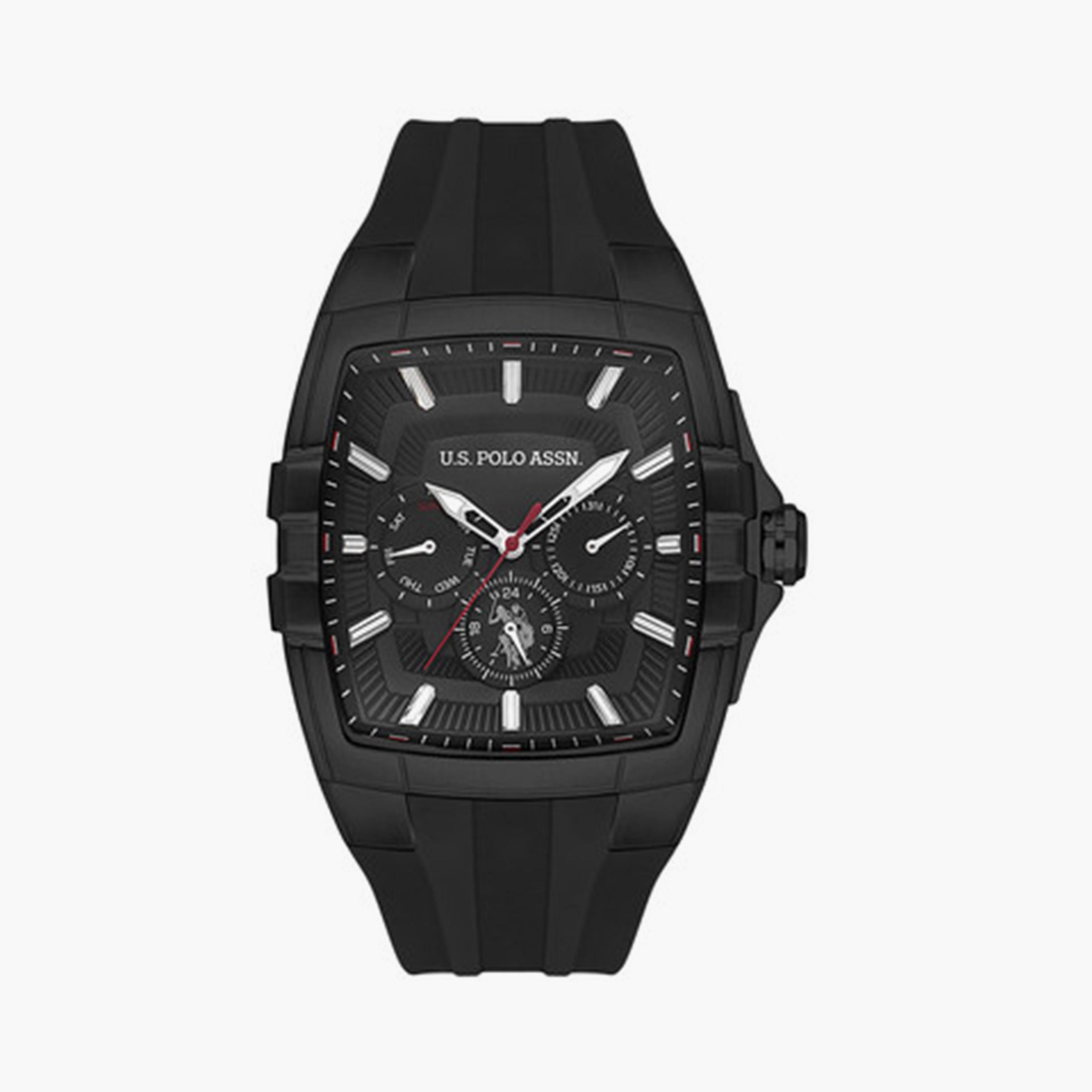 يو أس بولو أسن- ساعة رجالية تناظرية سوار سيليكون 41 مم أسود | USPA1093-04-men-watchesandjewellery-watches-image-1