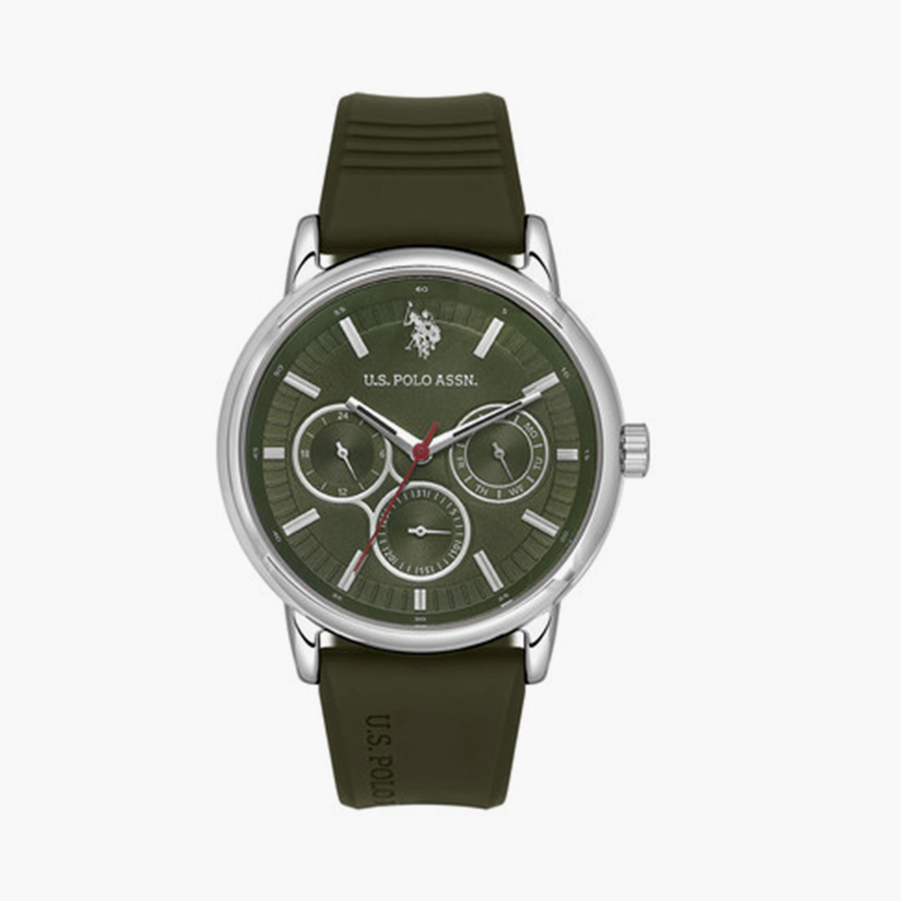 يو أس بولو أسن- ساعة رجالية تناظرية سوار سيليكون 44 مم أخضر | USPA1098-03-men-watchesandjewellery-watches-image-1