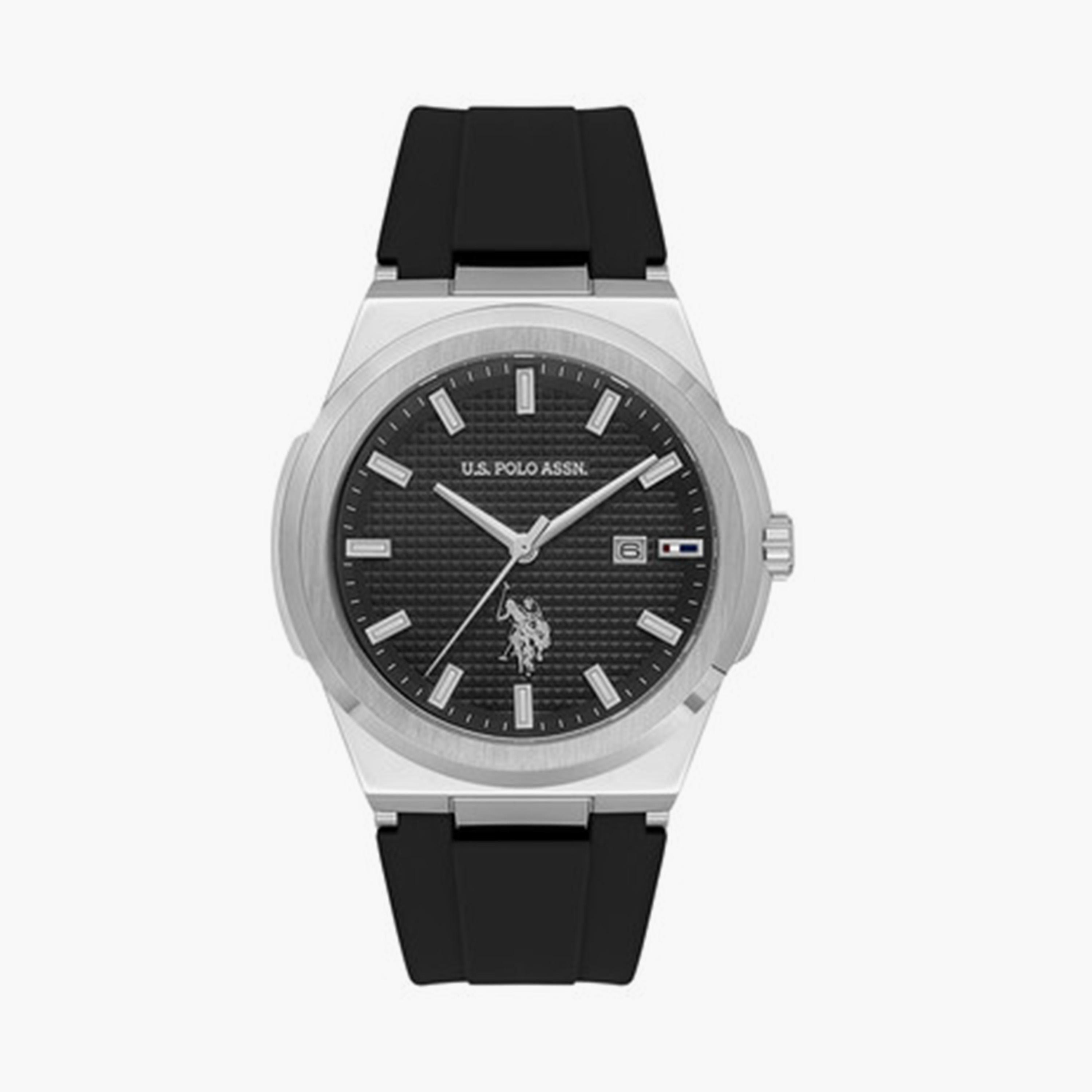 U.S. Polo Assn Men's 44MM Black Analog Silicone Strap  Watch | USPA1105-03-men-watchesandjewellery-watches-image-1