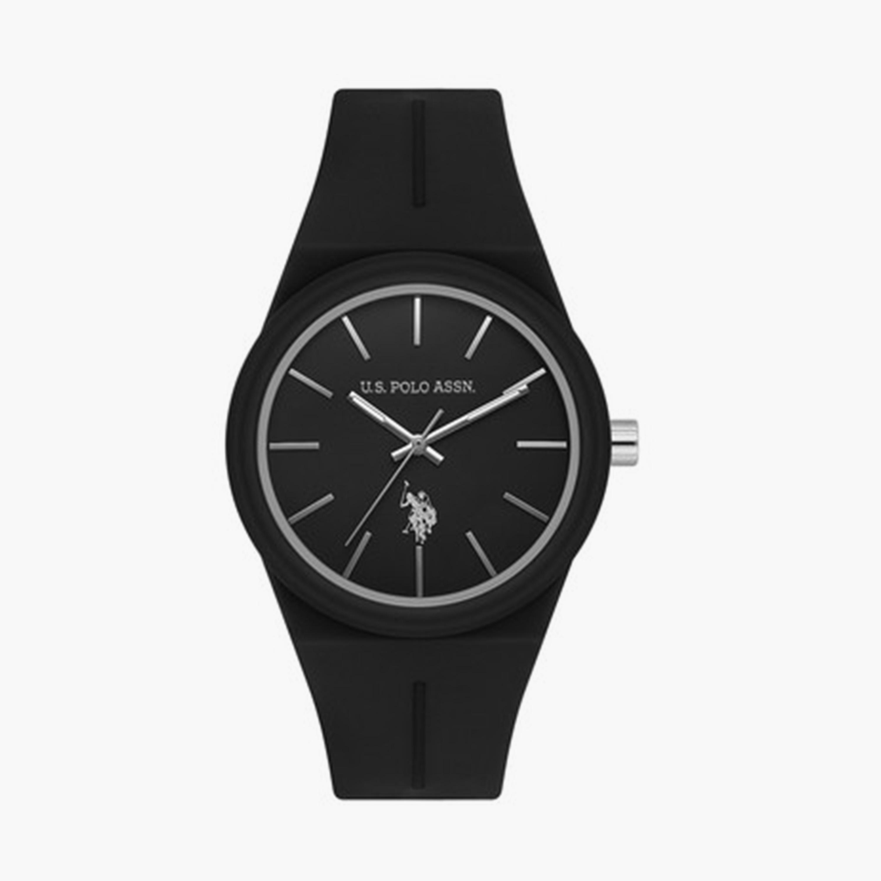 يو أس بولو أسن- ساعة نسائية تناظرية سوار سيليكون 33 مم أسود | USPA1110-02-women-watchesandjewellery-watches-image-1