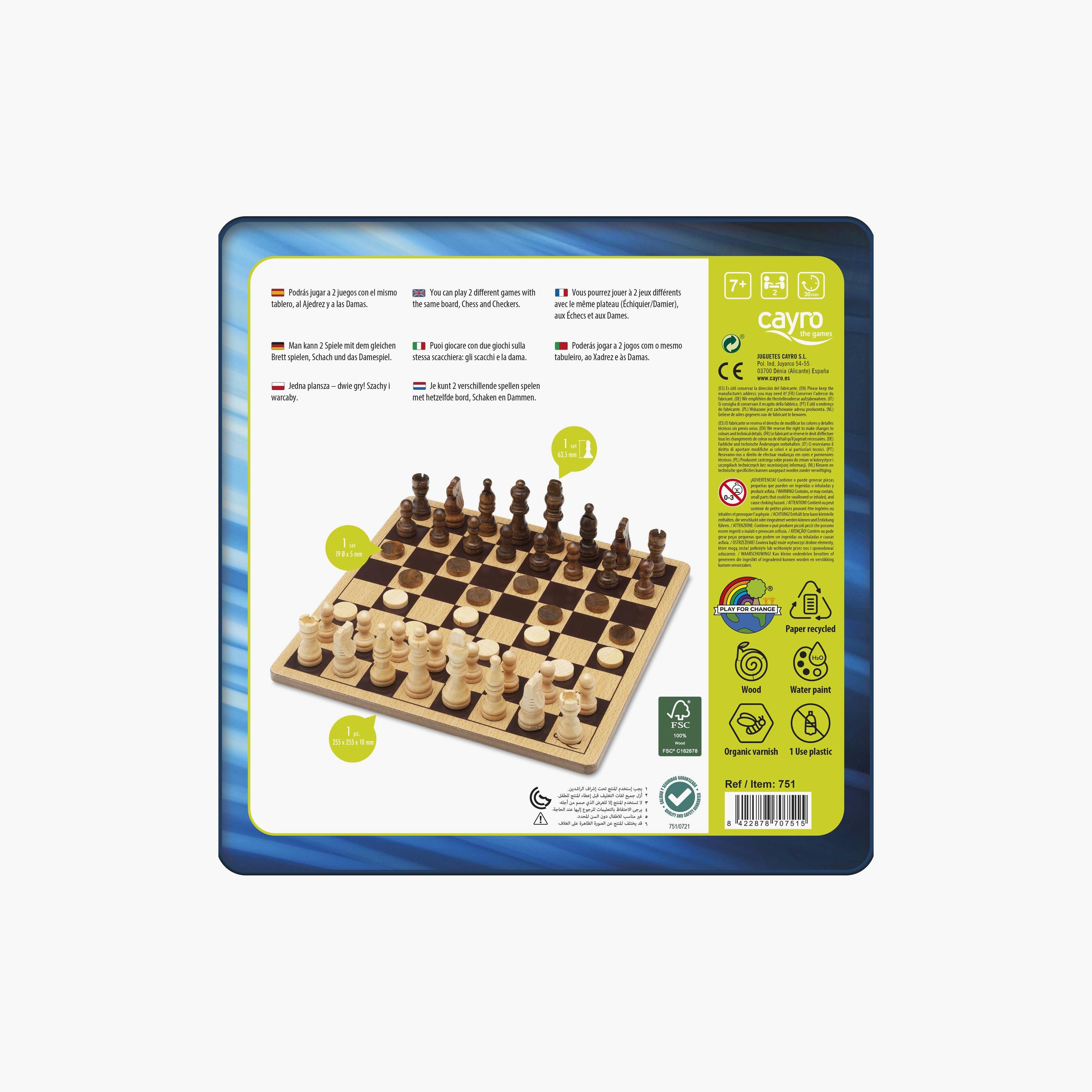 Cayro Wooden Chess & Draughts Metal Box-toys-indoortoys-boardgames-image-3