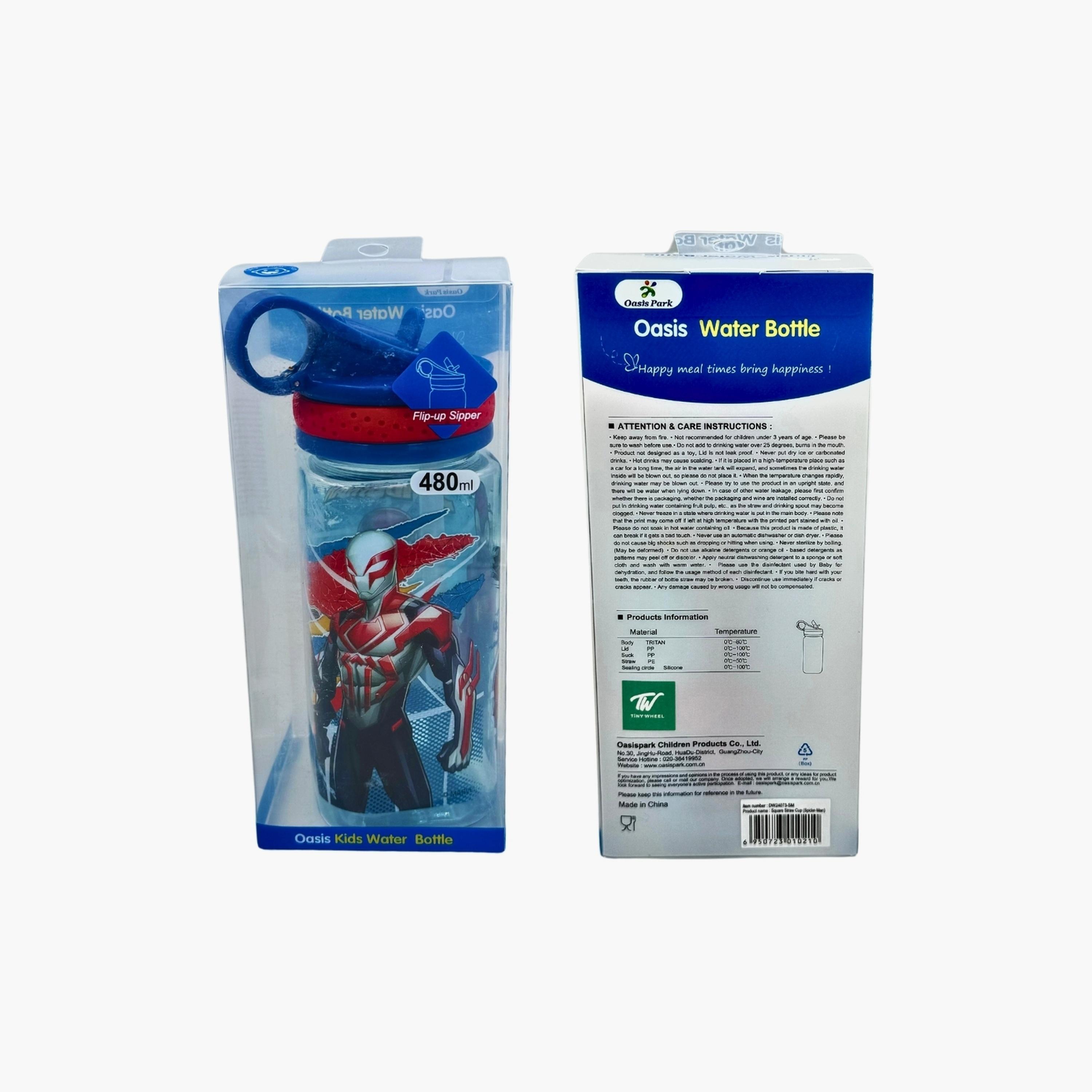 Marvel Spider-Man Straw Water Bottle - 480 ml-school-waterbottles-image-2