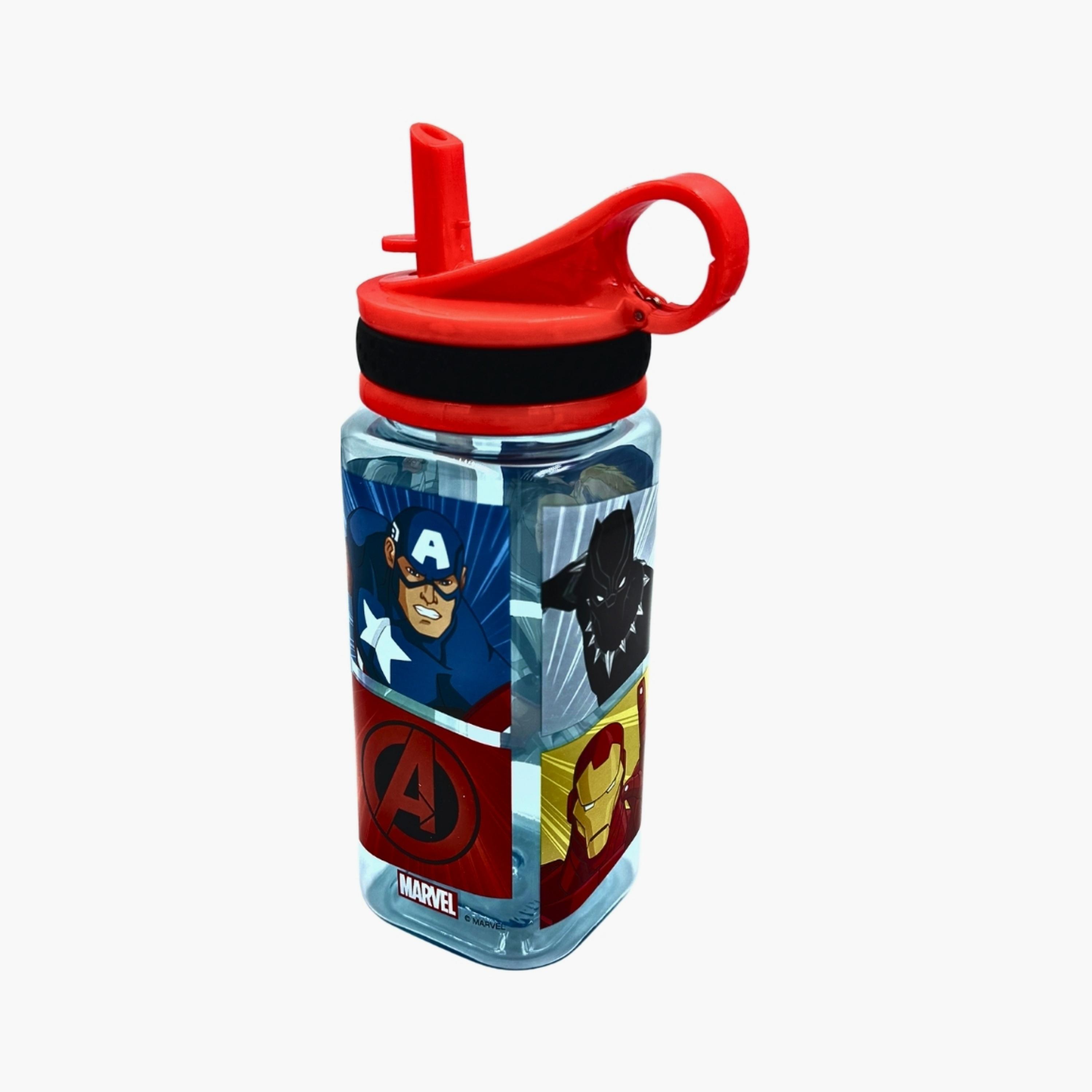 Marvel The Avengers Straw Water Bottle - 480 ml-school-waterbottles-image-2