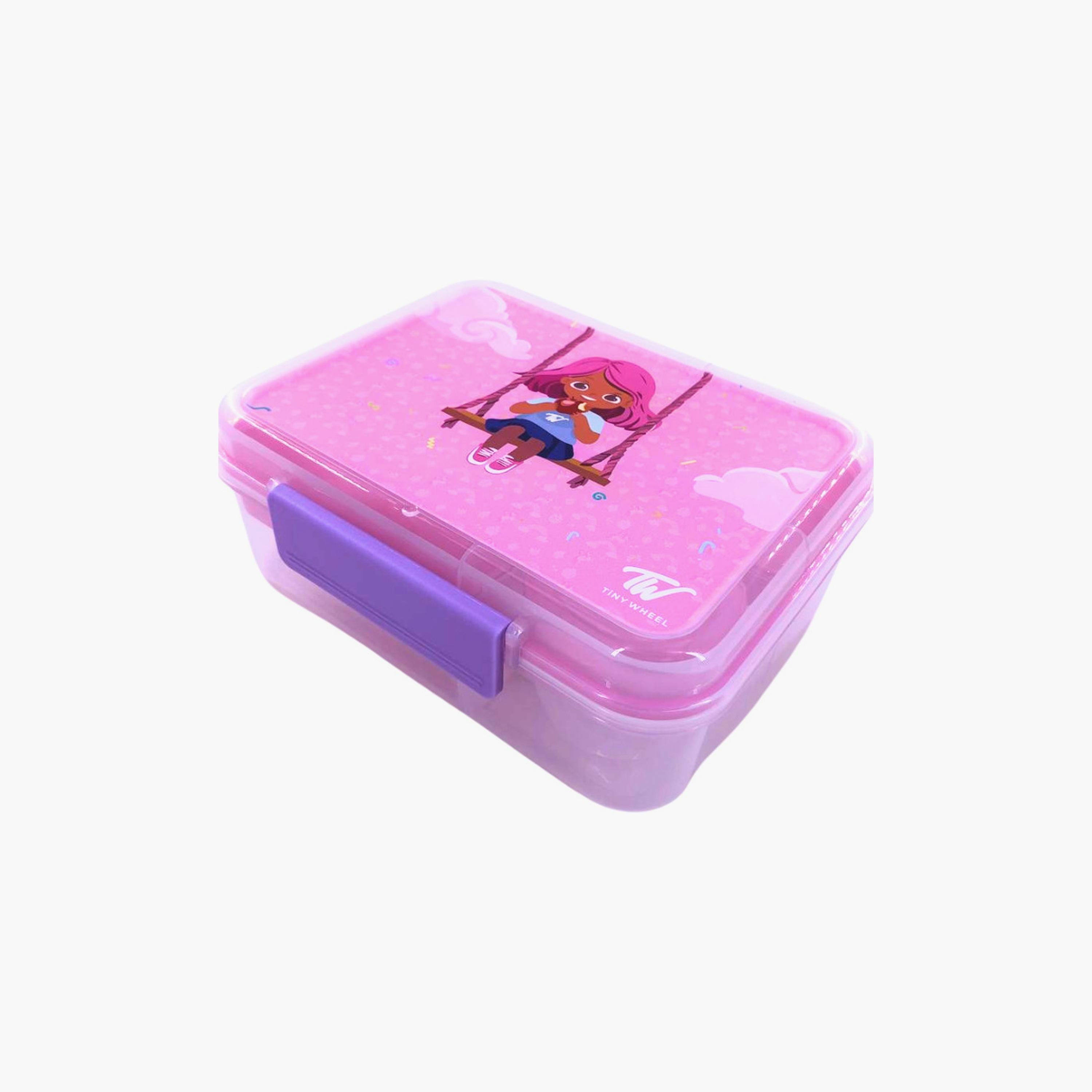 Tiny Wheels Double Layer Lunch Box with Sauce Cup - Pink-school-lunchessentials-lunchboxes-image-2