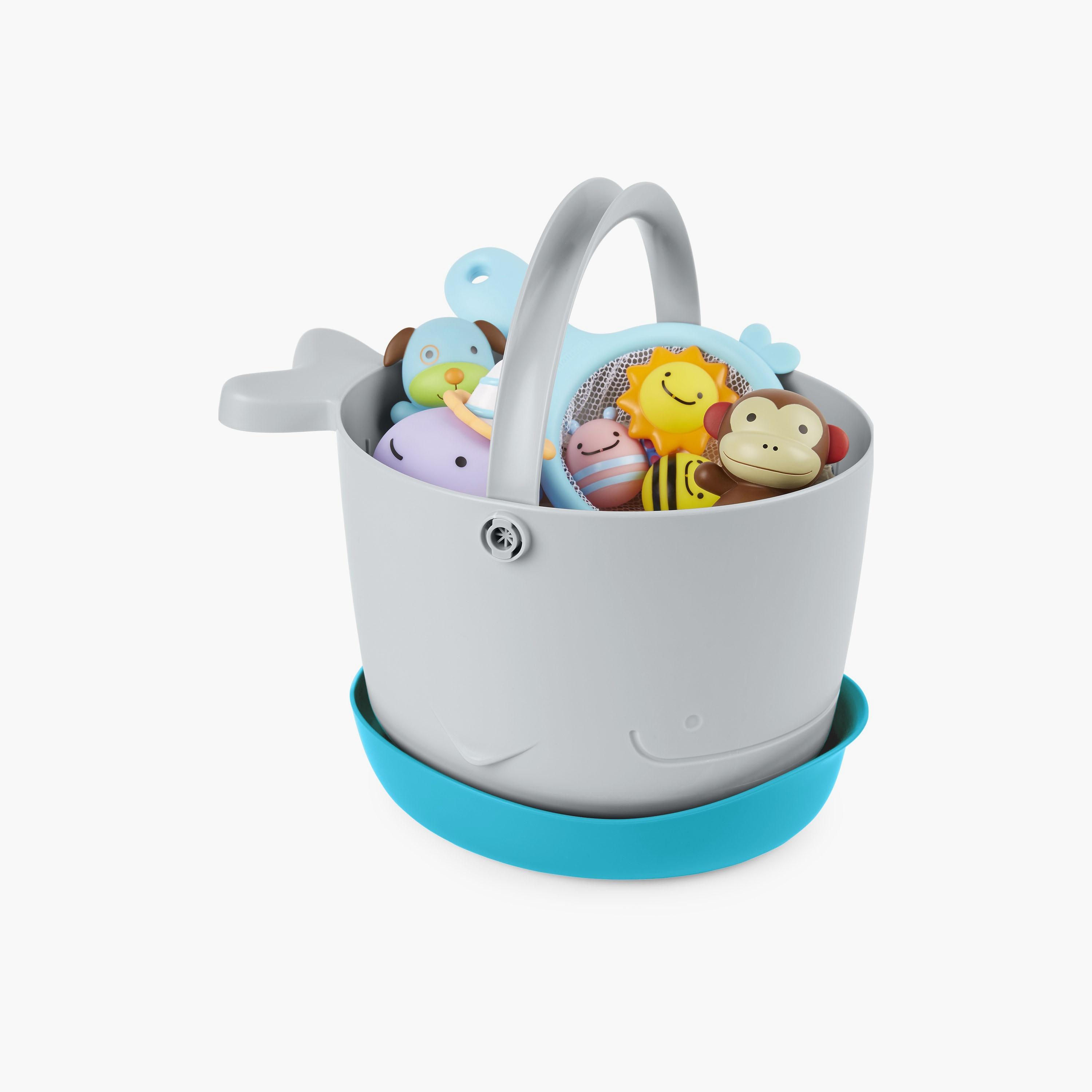 Skip Hop Moby Stowaway Bath Toy Bucket - White & Blue-toys-babyandtoddlertoys-bathtoys-image-1