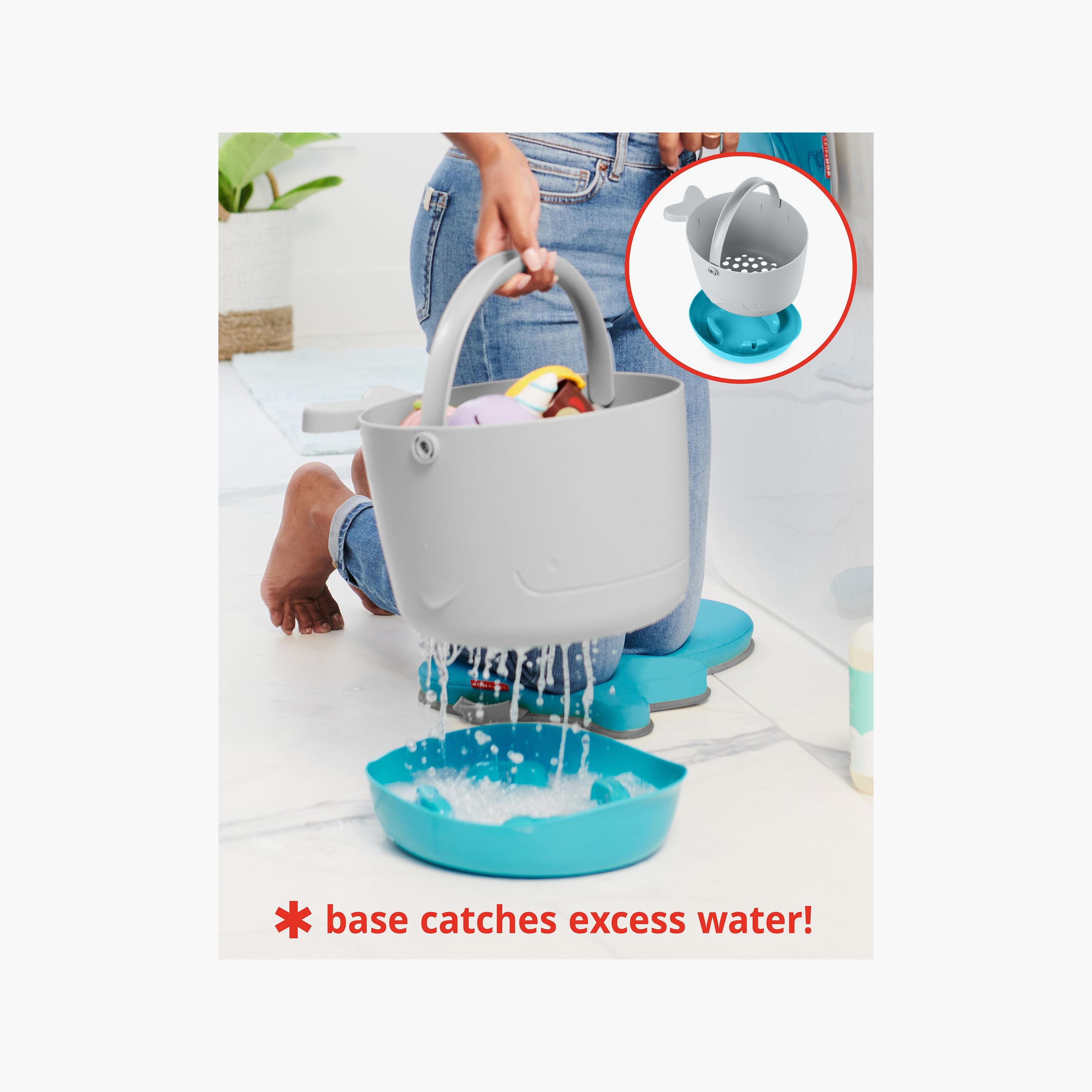 Skip Hop Moby Stowaway Bath Toy Bucket - White & Blue-toys-babyandtoddlertoys-bathtoys-image-3
