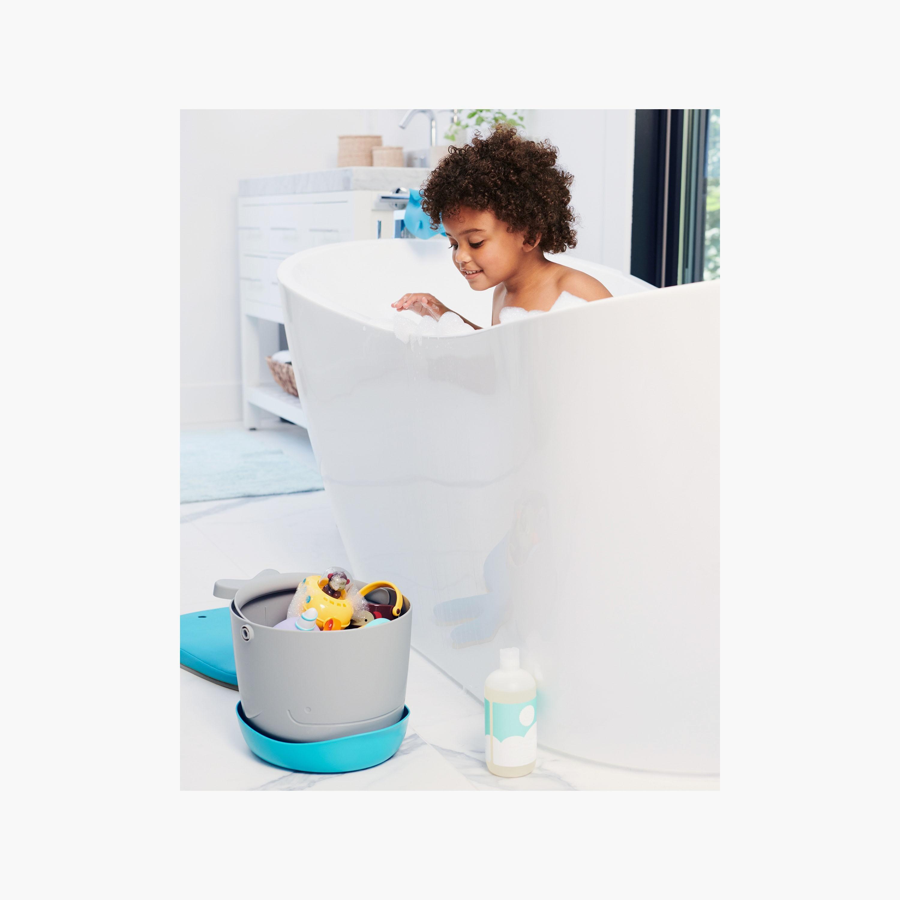 Skip Hop Moby Stowaway Bath Toy Bucket - White & Blue-toys-babyandtoddlertoys-bathtoys-image-4