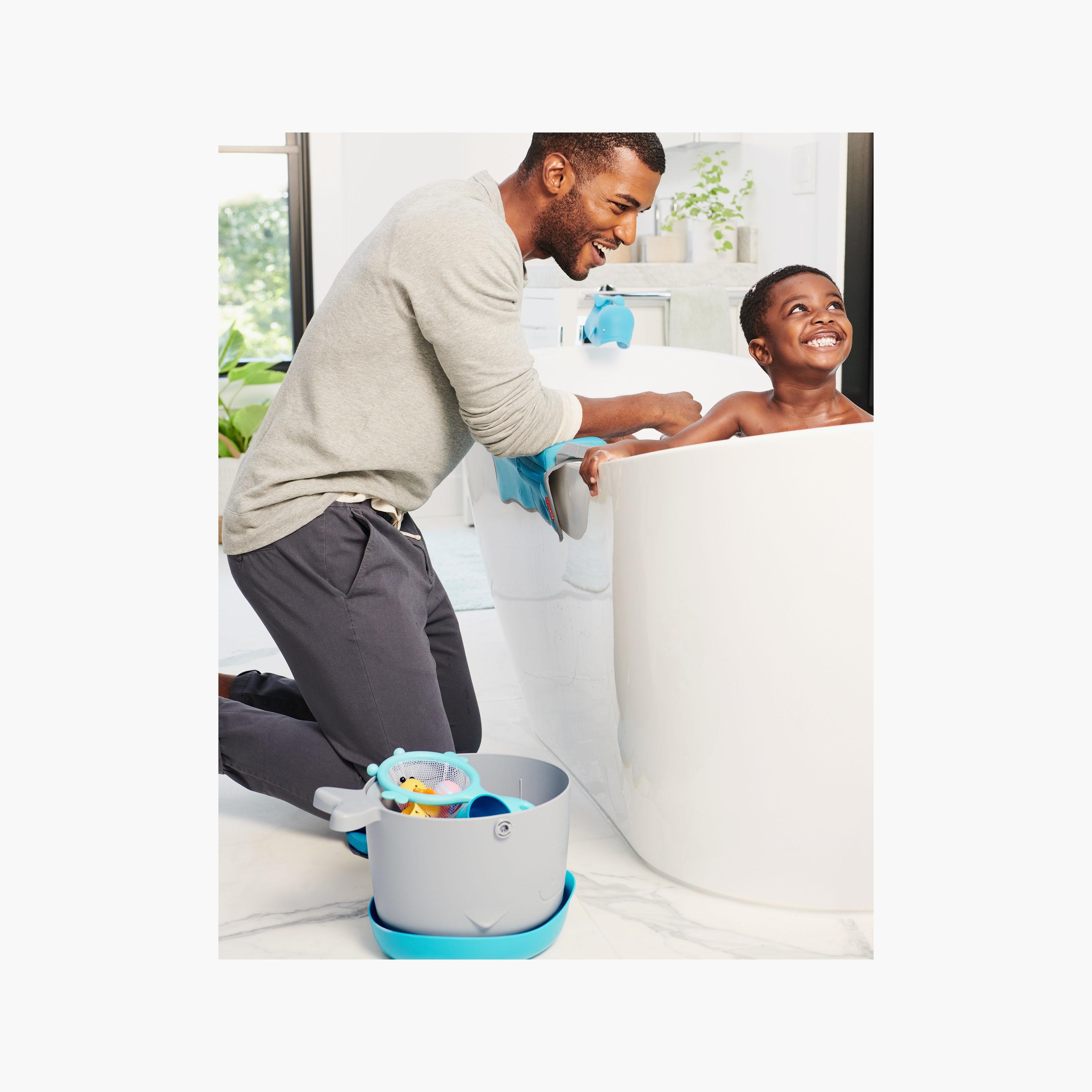 Skip Hop Moby Stowaway Bath Toy Bucket - White & Blue-toys-babyandtoddlertoys-bathtoys-image-5