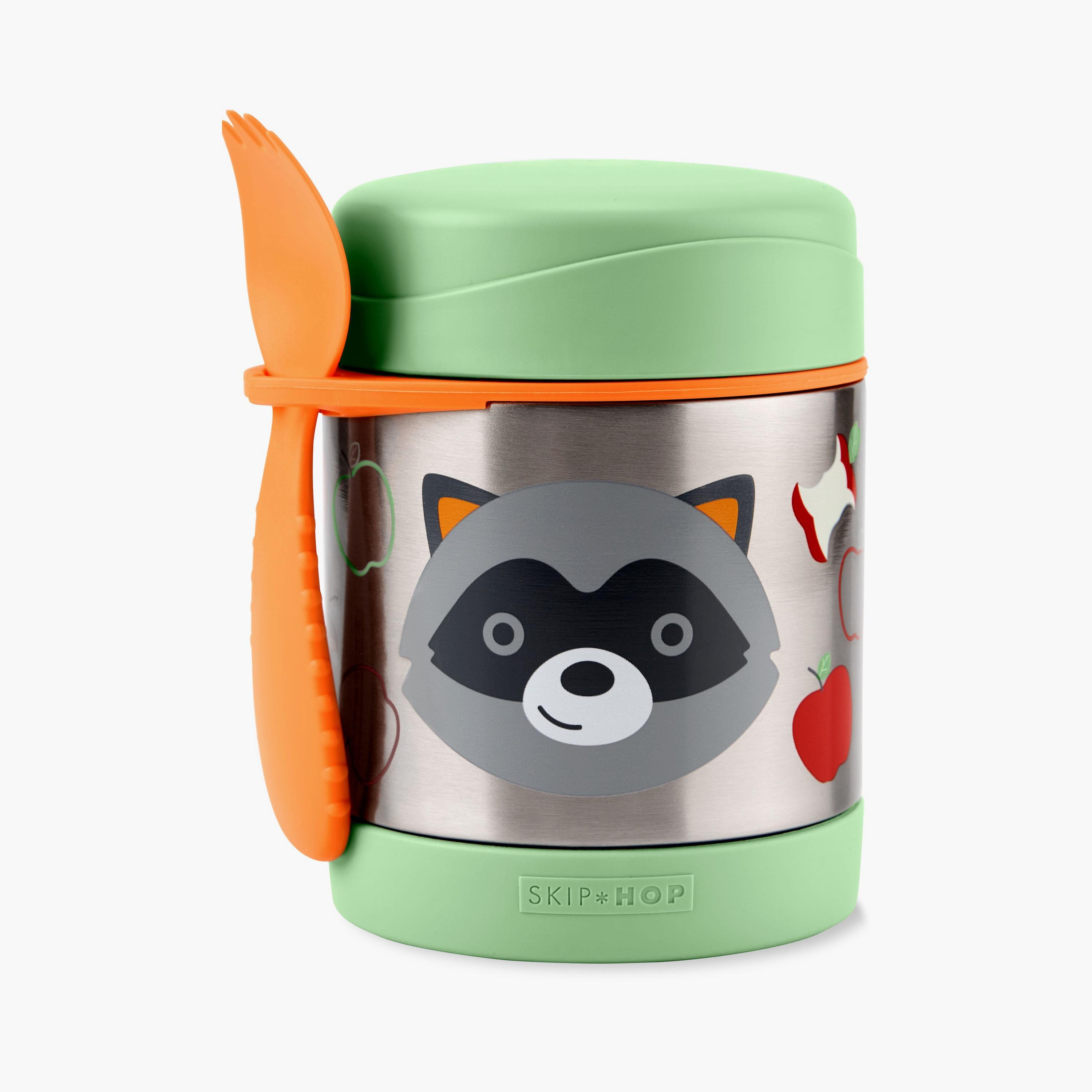 Skip Hop Zoo Food Jar with Fork - Racoon-school-lunchessentials-lunchboxes-image-1