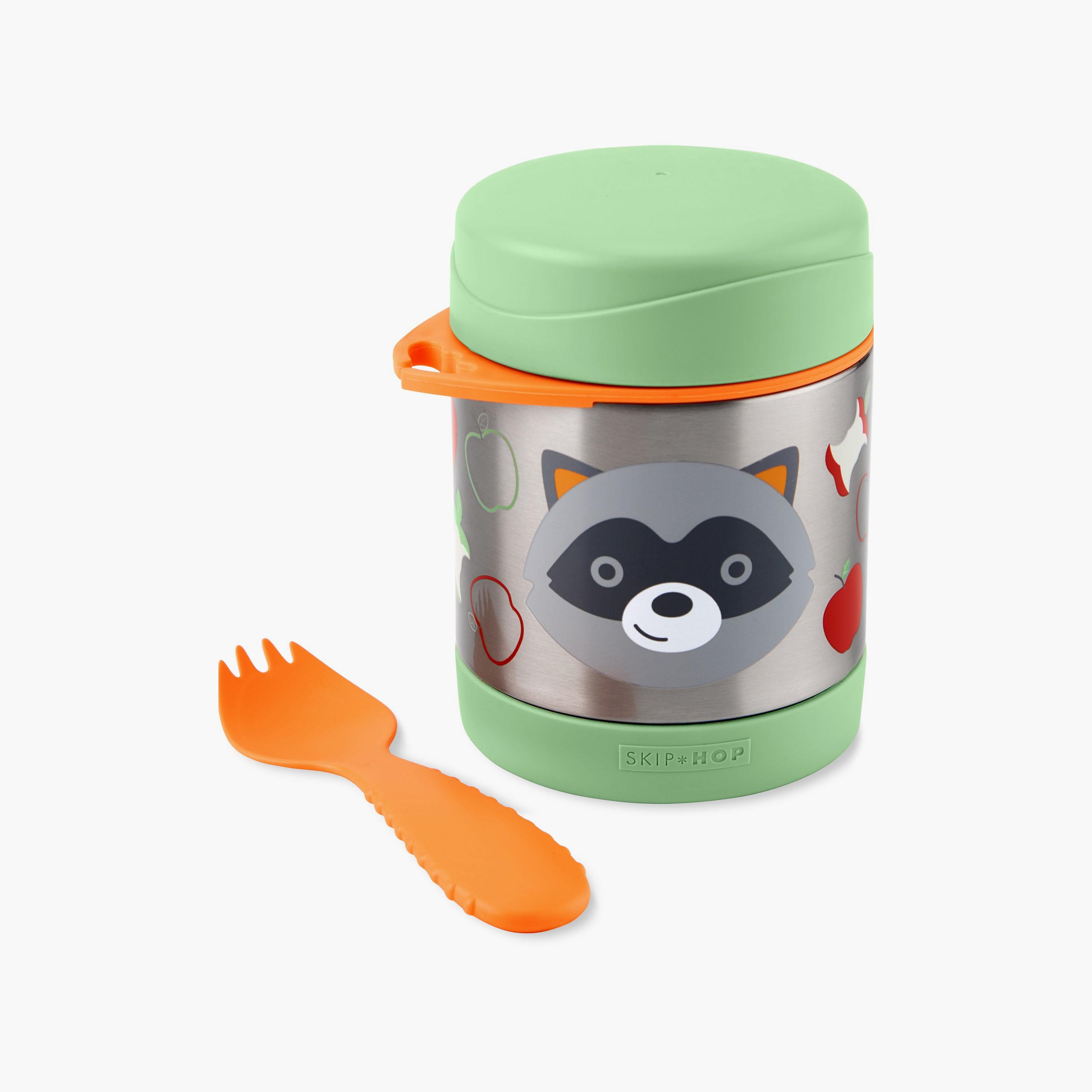 Skip Hop Zoo Food Jar with Fork - Racoon-school-lunchessentials-lunchboxes-image-2