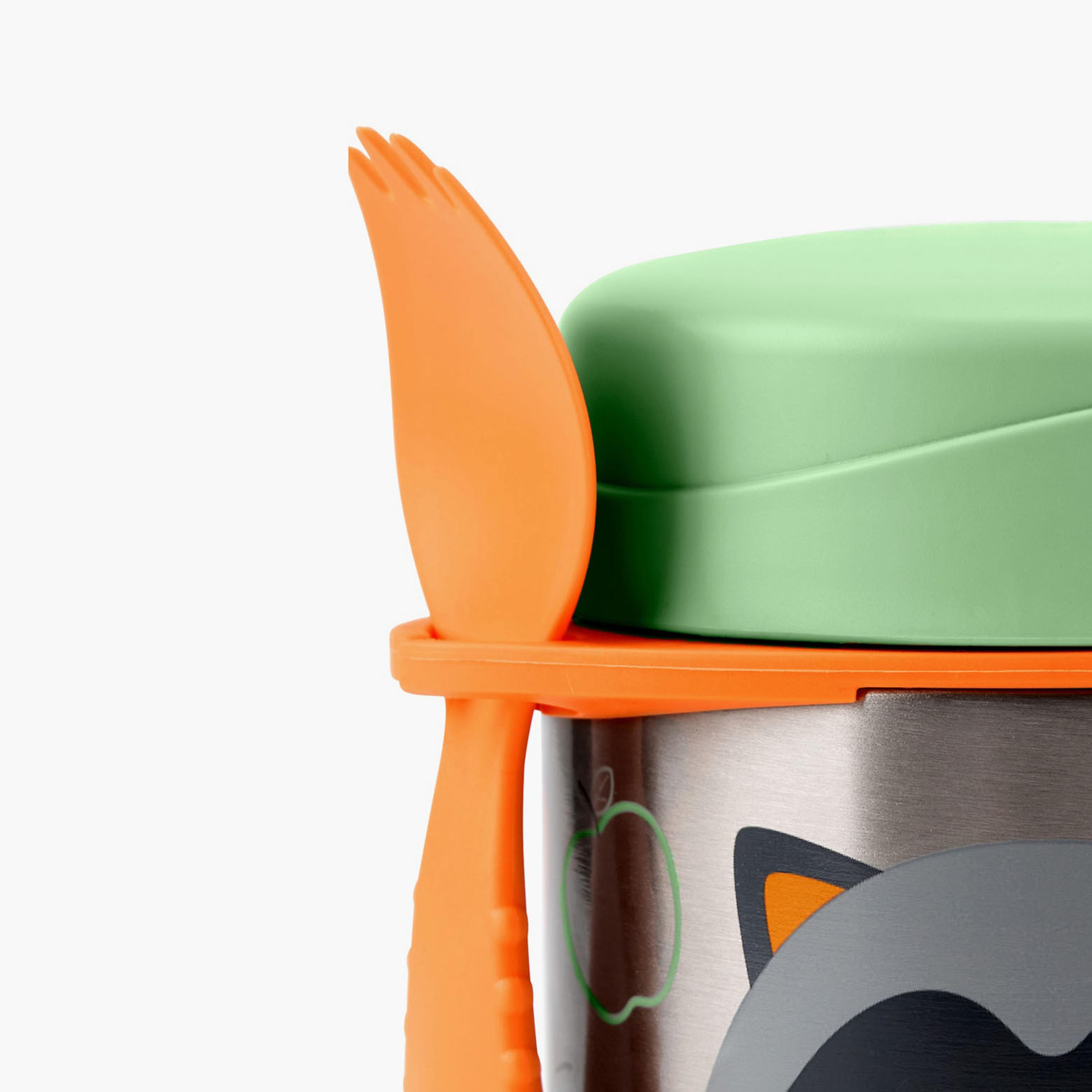 Skip Hop Zoo Food Jar with Fork - Racoon-school-lunchessentials-lunchboxes-image-3