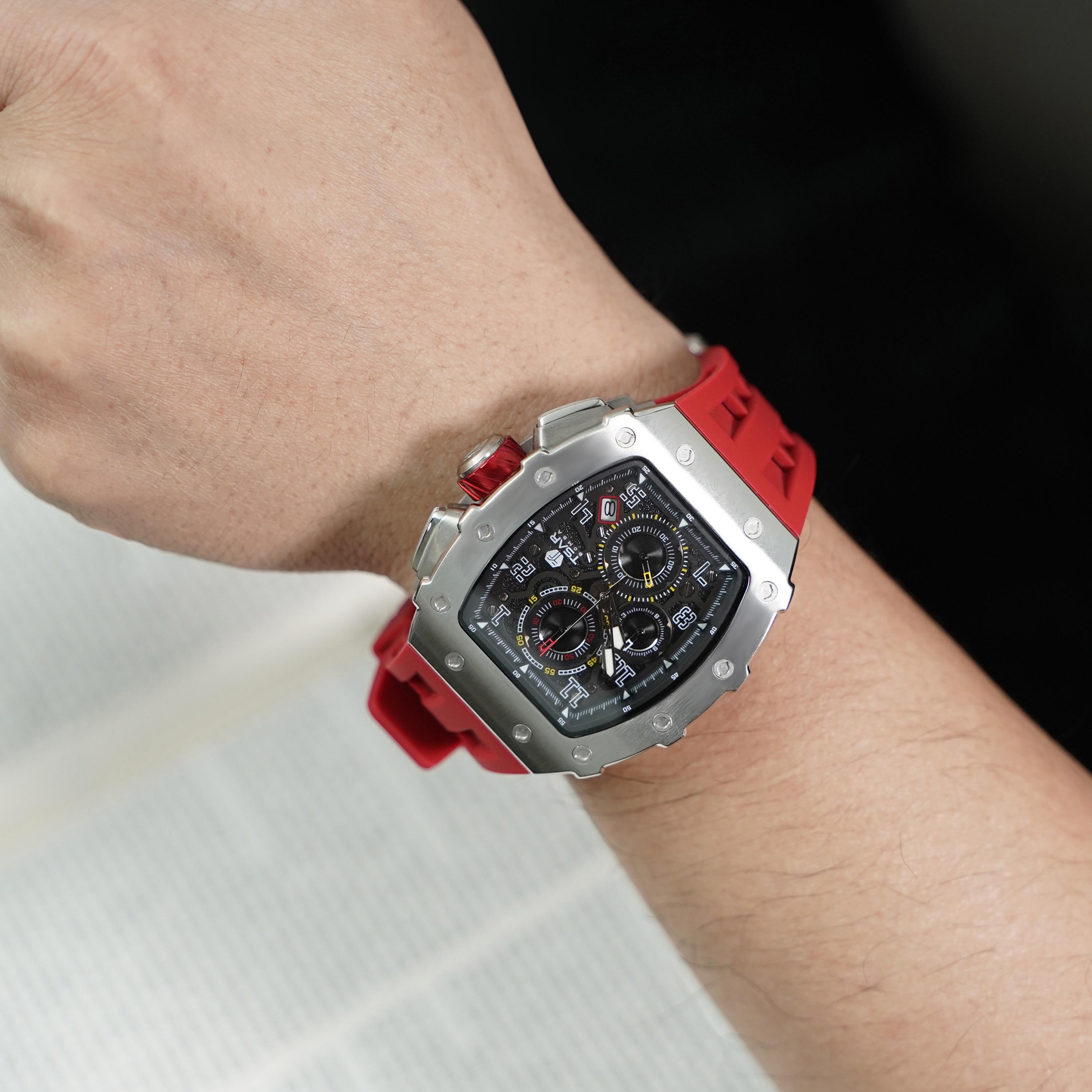 تسار بومبا - ساعة رجالية كرونوغراف من السيليكون - أحمر - 43 مم | TB8204Q-13-men-watchesandjewellery-watches-image-4