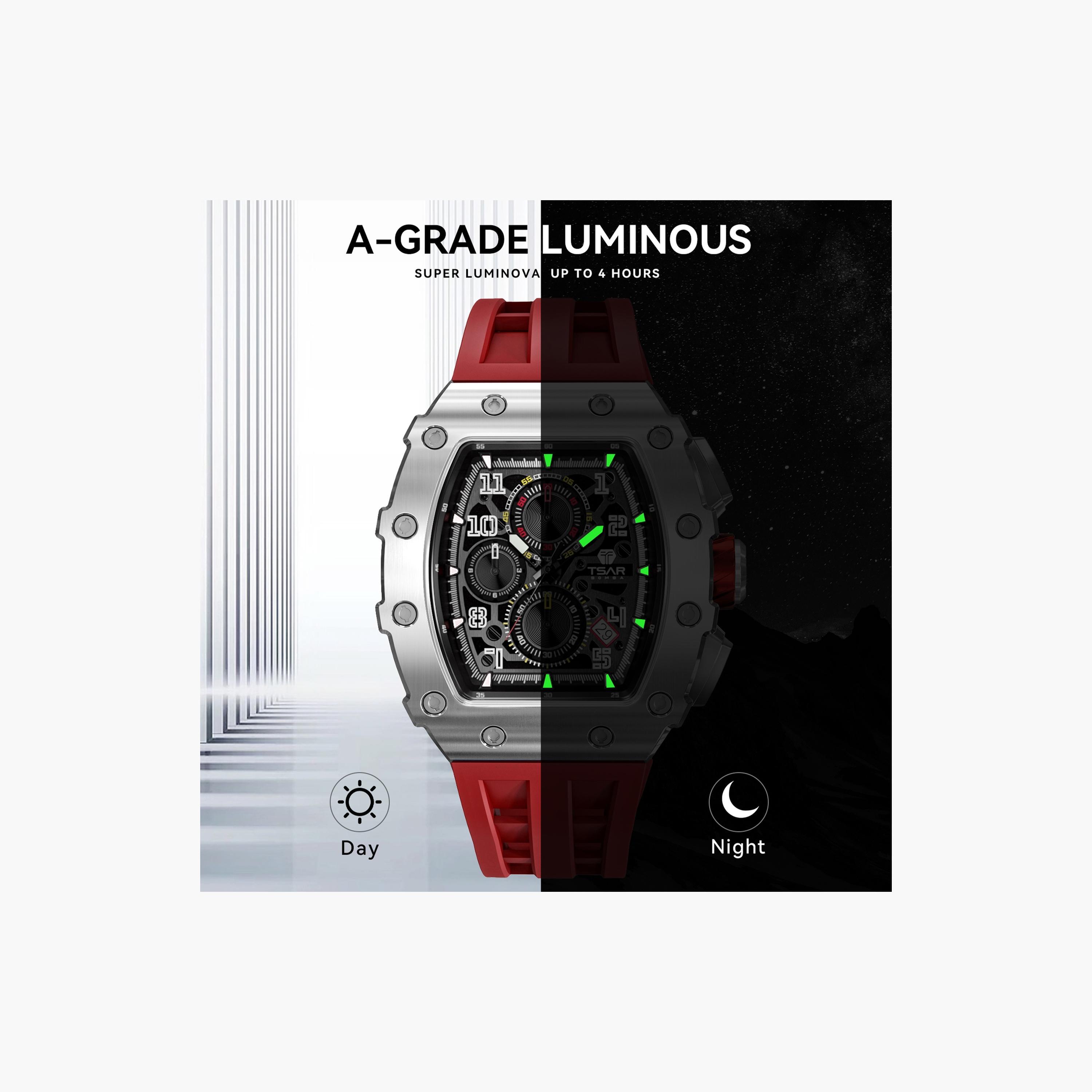تسار بومبا - ساعة رجالية كرونوغراف من السيليكون - أحمر - 43 مم | TB8204Q-13-men-watchesandjewellery-watches-image-5