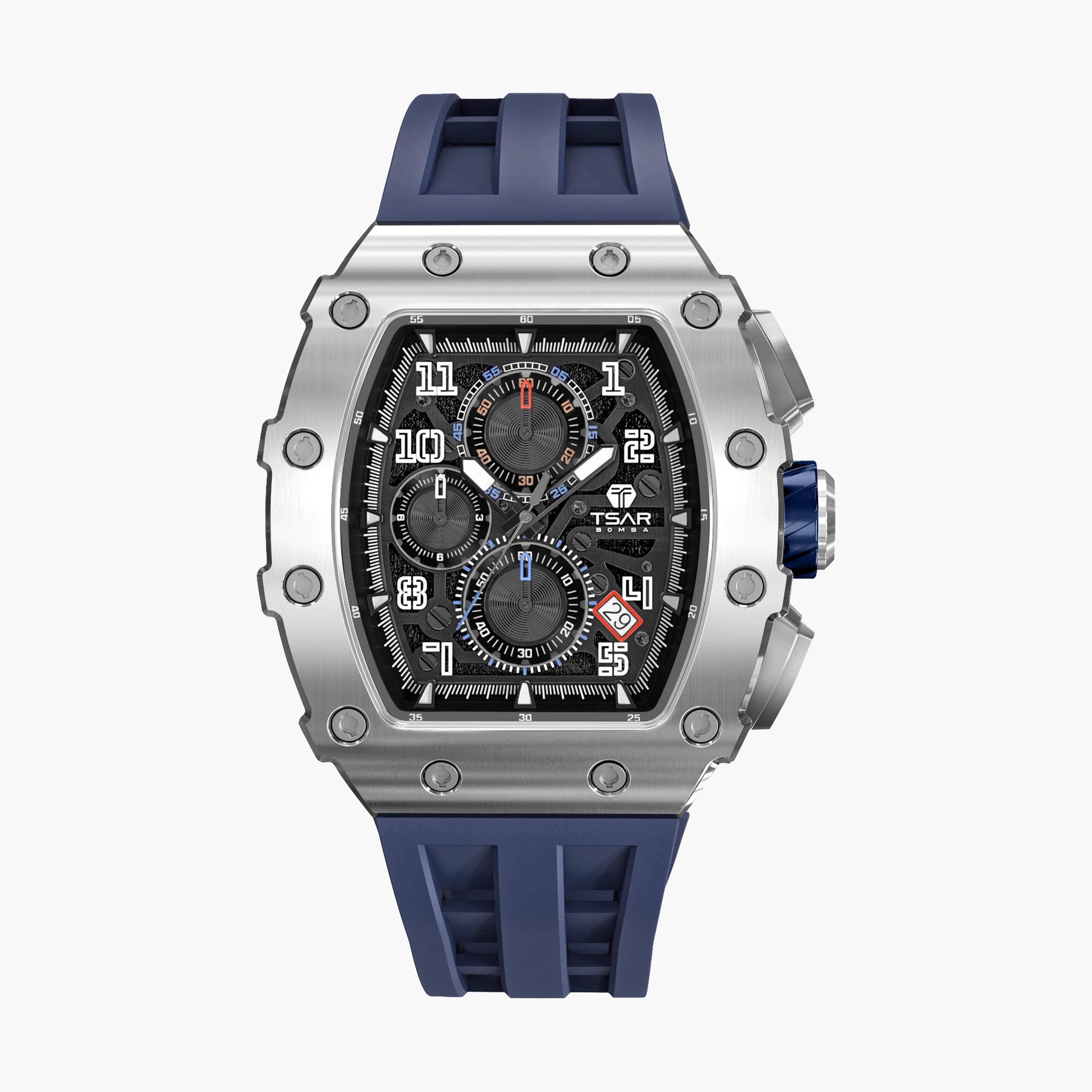 تسار بومبا - ساعة رجالية كرونوغراف من السيليكون - أزرق - 43 مم | TB8204Q-14-men-watchesandjewellery-watches-image-1