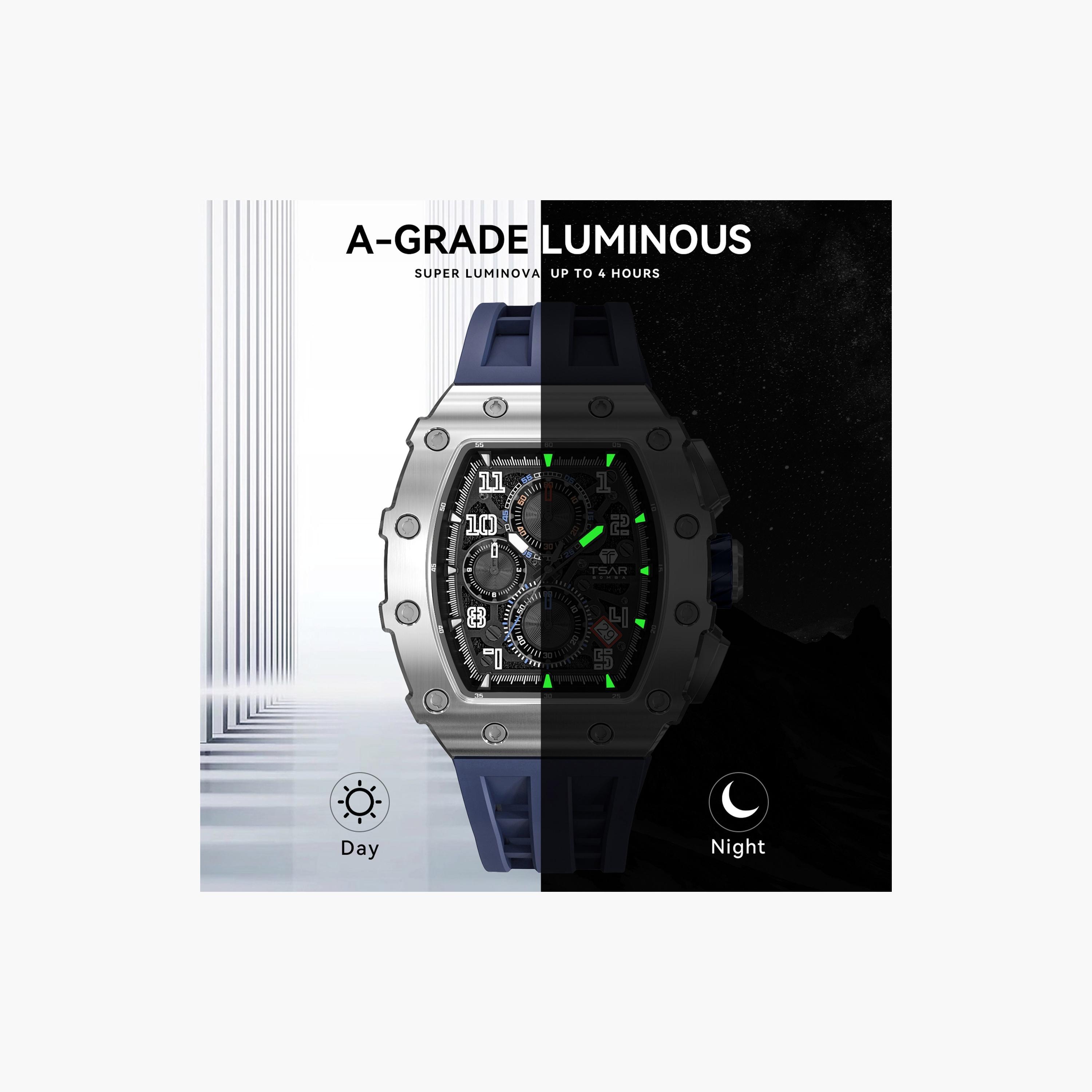 تسار بومبا - ساعة رجالية كرونوغراف من السيليكون - أزرق - 43 مم | TB8204Q-14-men-watchesandjewellery-watches-image-5