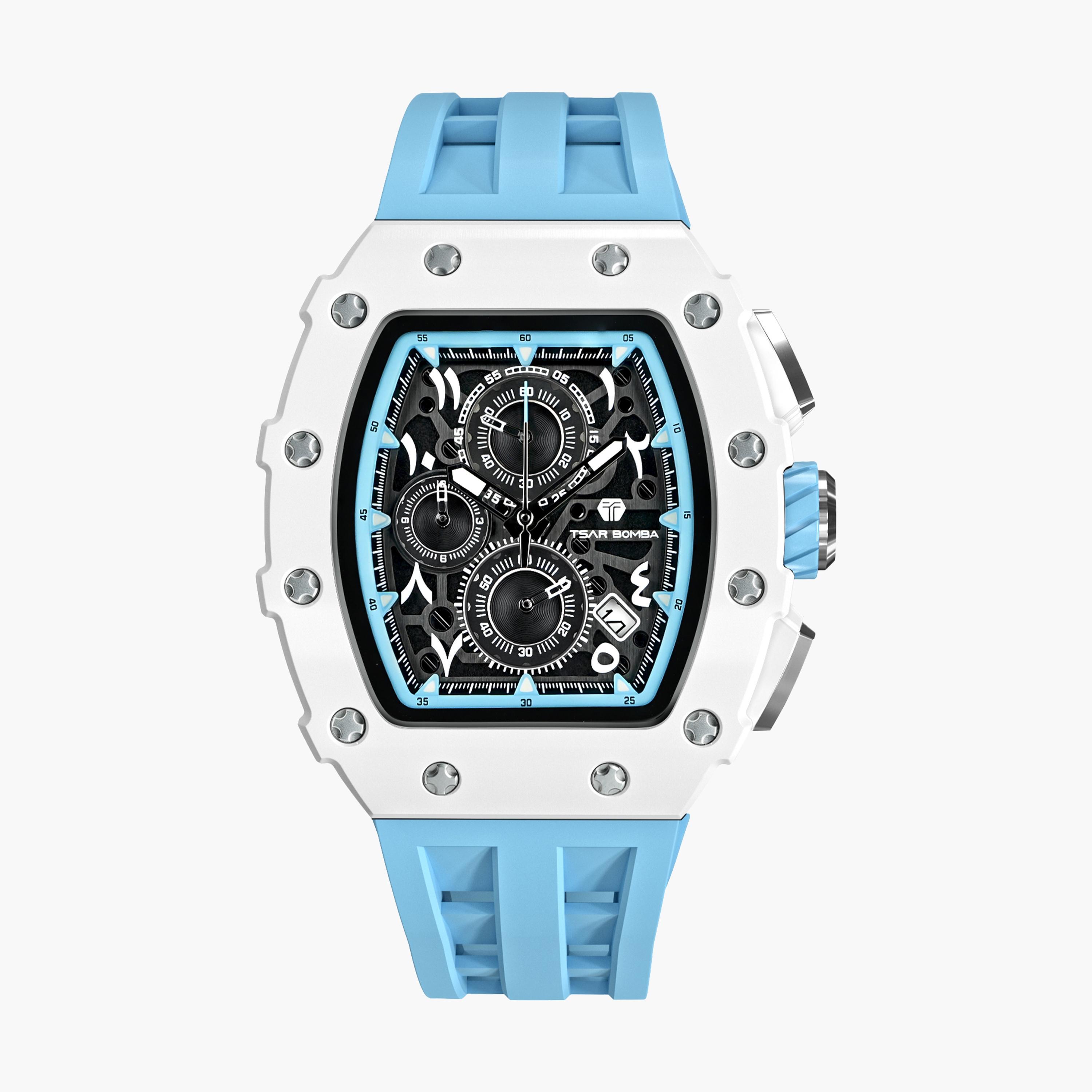 تسار بومبا - ساعة رجالية كرونوغراف من السيليكون - أزرق - 43 مم | TB8204QA-02-men-watchesandjewellery-watches-image-1