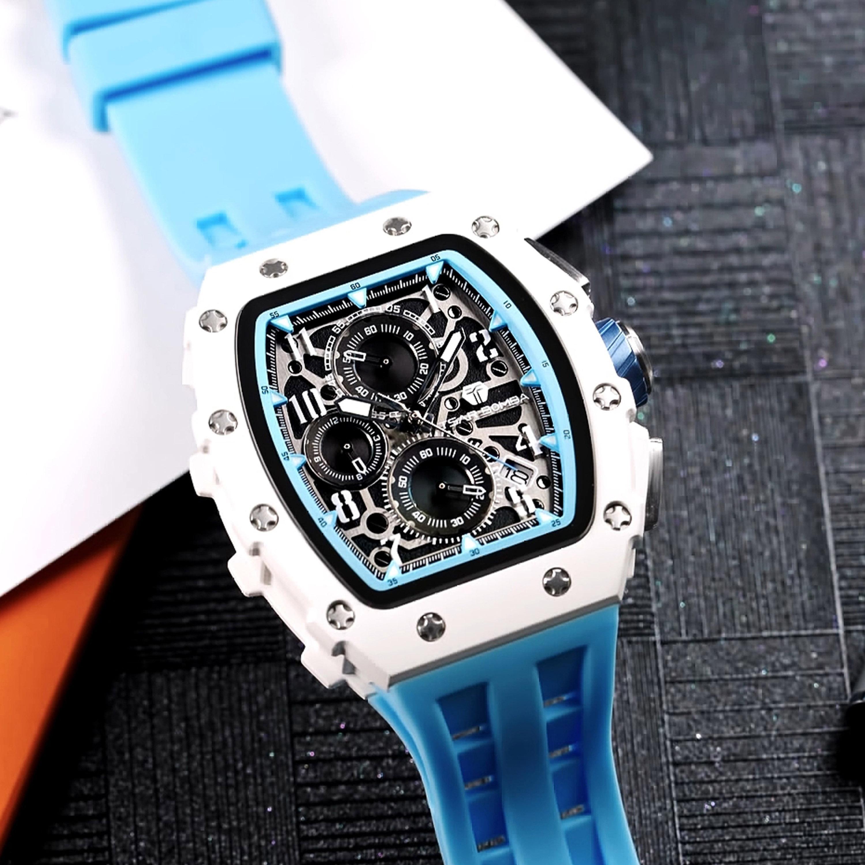 تسار بومبا - ساعة رجالية كرونوغراف من السيليكون - أزرق - 43 مم | TB8204QA-02-men-watchesandjewellery-watches-image-2