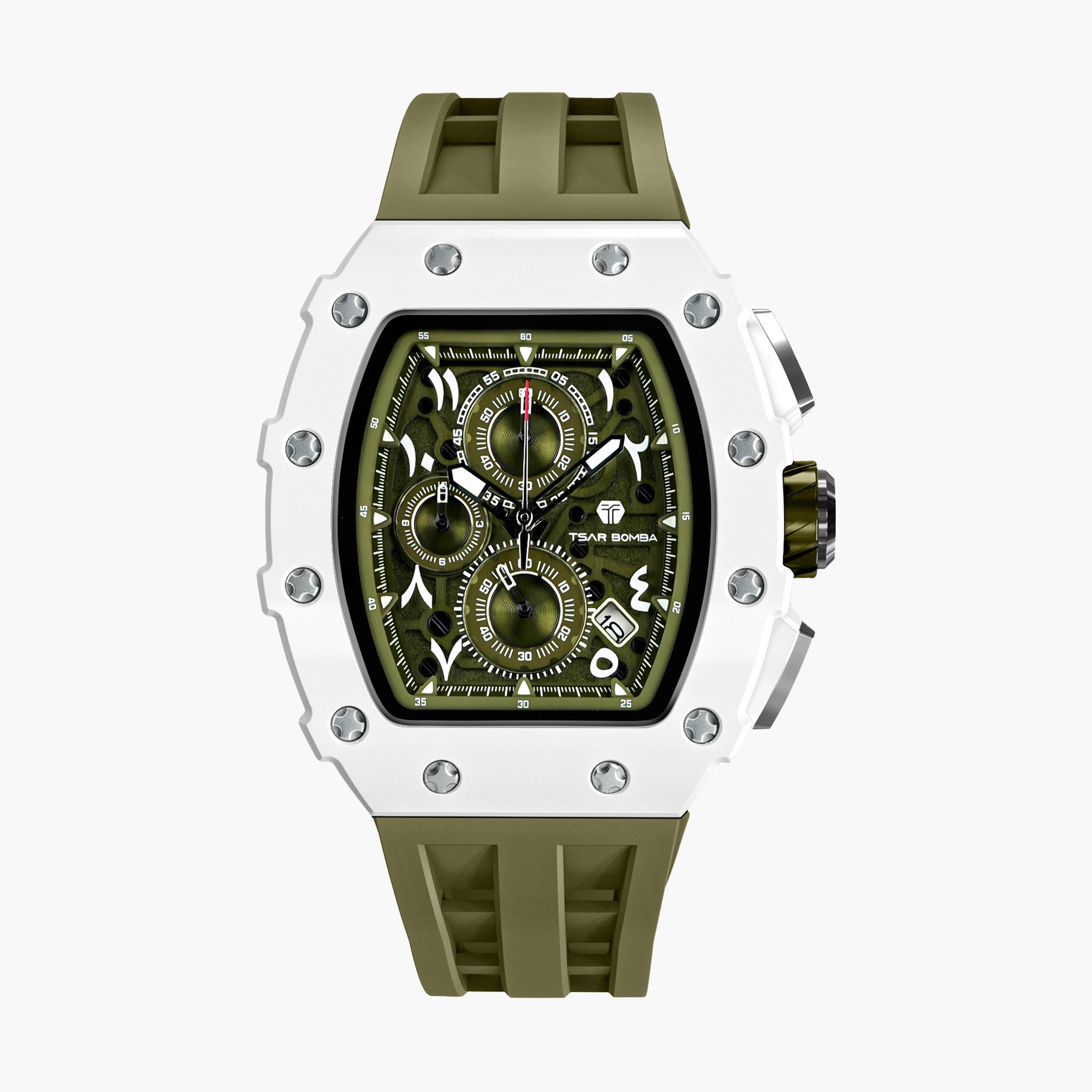 تسار بومبا - ساعة رجالية كرونوغراف من السيليكون - أخضر - 43 مم | TB8204QA-03-men-watchesandjewellery-watches-image-1