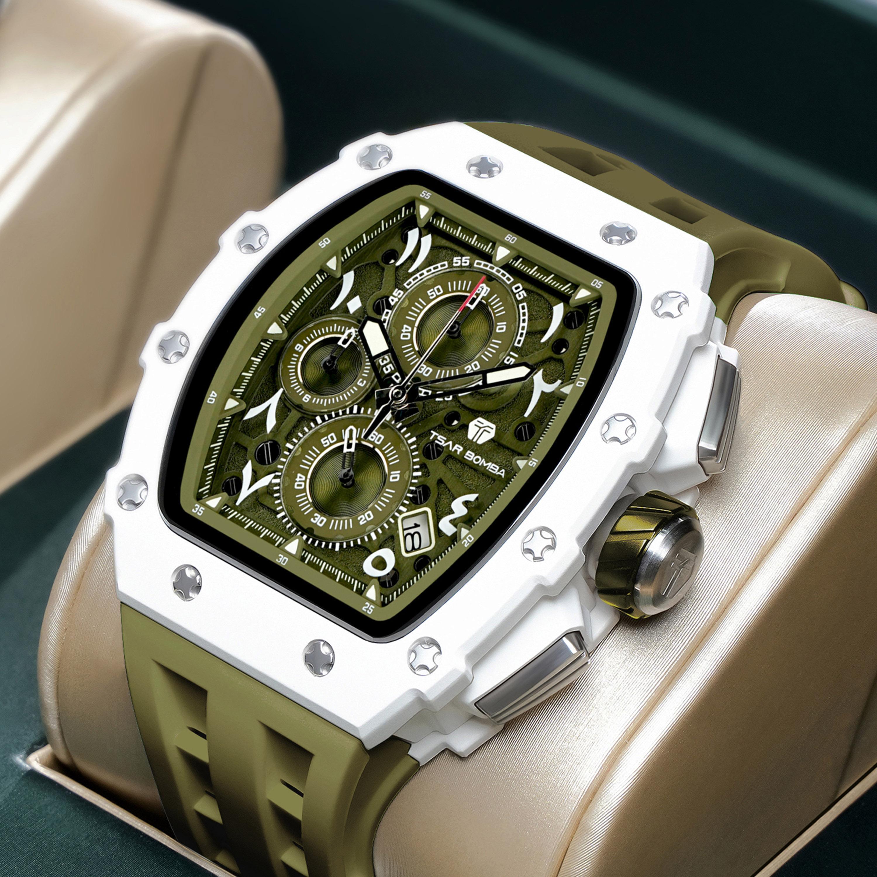تسار بومبا - ساعة رجالية كرونوغراف من السيليكون - أخضر - 43 مم | TB8204QA-03-men-watchesandjewellery-watches-image-3