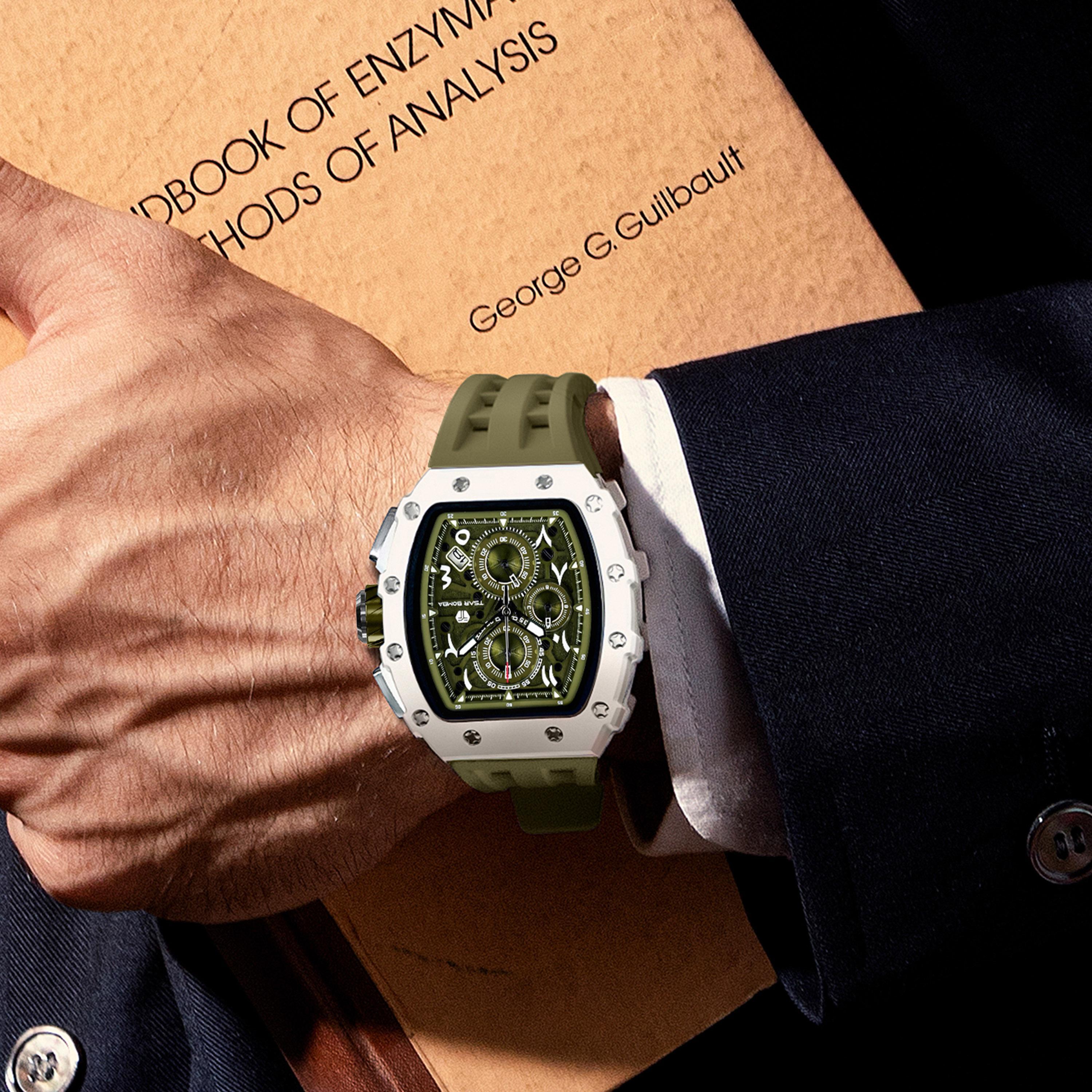 تسار بومبا - ساعة رجالية كرونوغراف من السيليكون - أخضر - 43 مم | TB8204QA-03-men-watchesandjewellery-watches-image-4