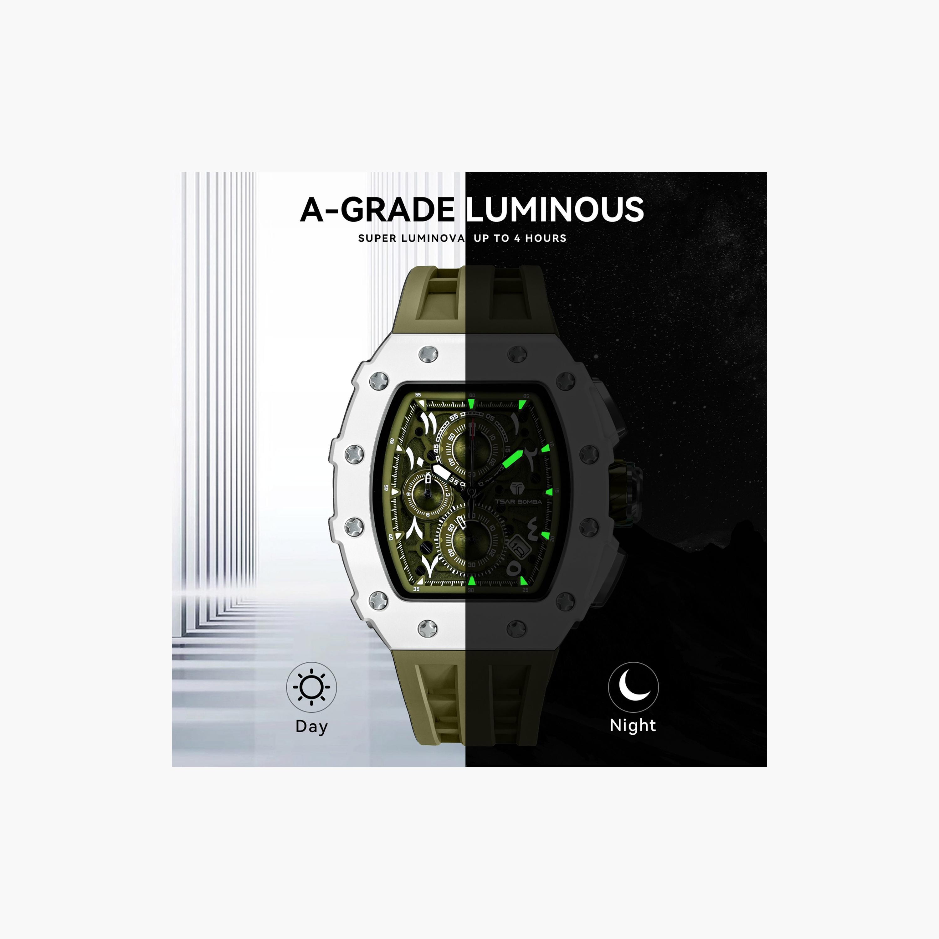 تسار بومبا - ساعة رجالية كرونوغراف من السيليكون - أخضر - 43 مم | TB8204QA-03-men-watchesandjewellery-watches-image-5
