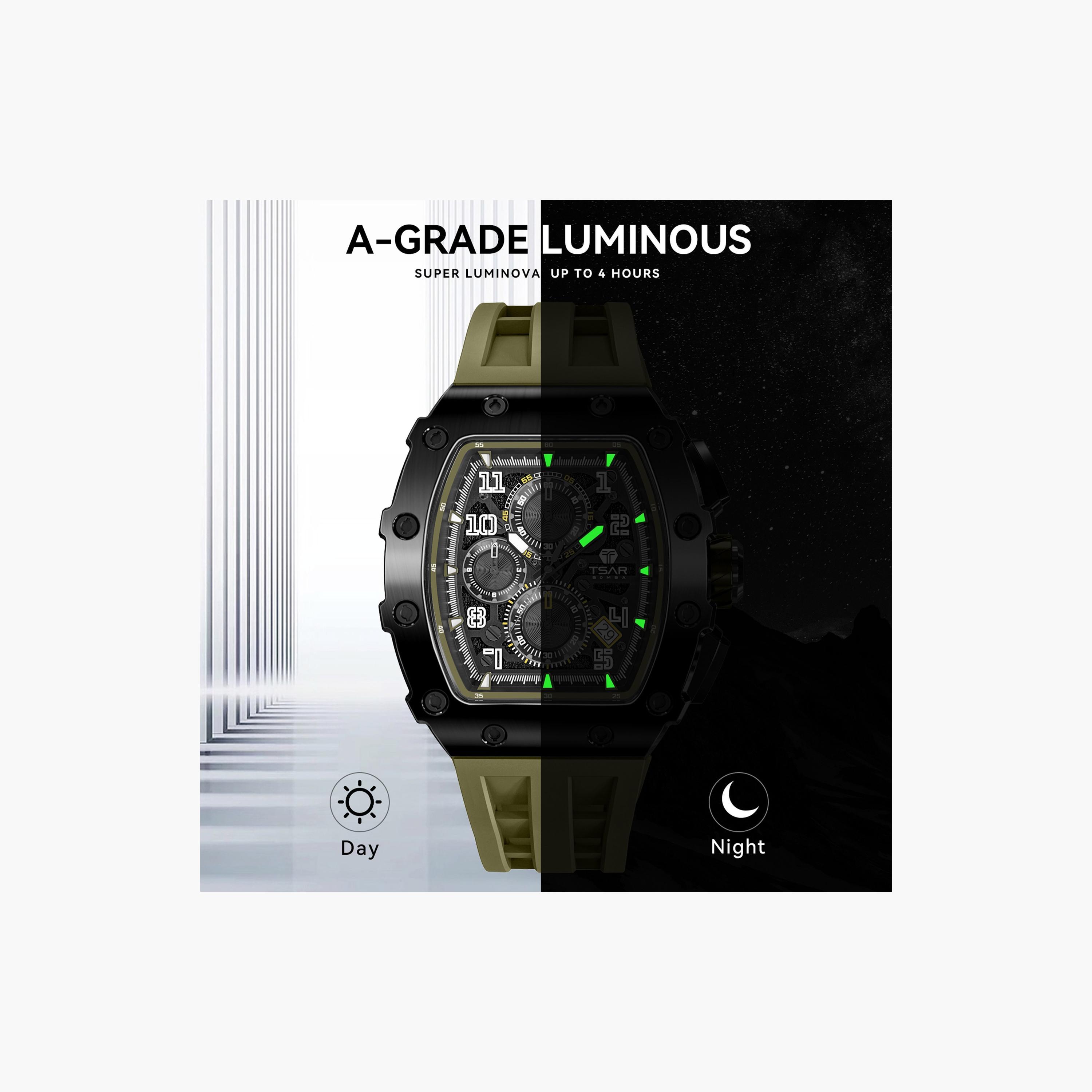 Tsar Bomba Men's 43MM Green Chronograph Silicone Strap Watch | TB8204Q-38-men-watchesandjewellery-watches-image-5