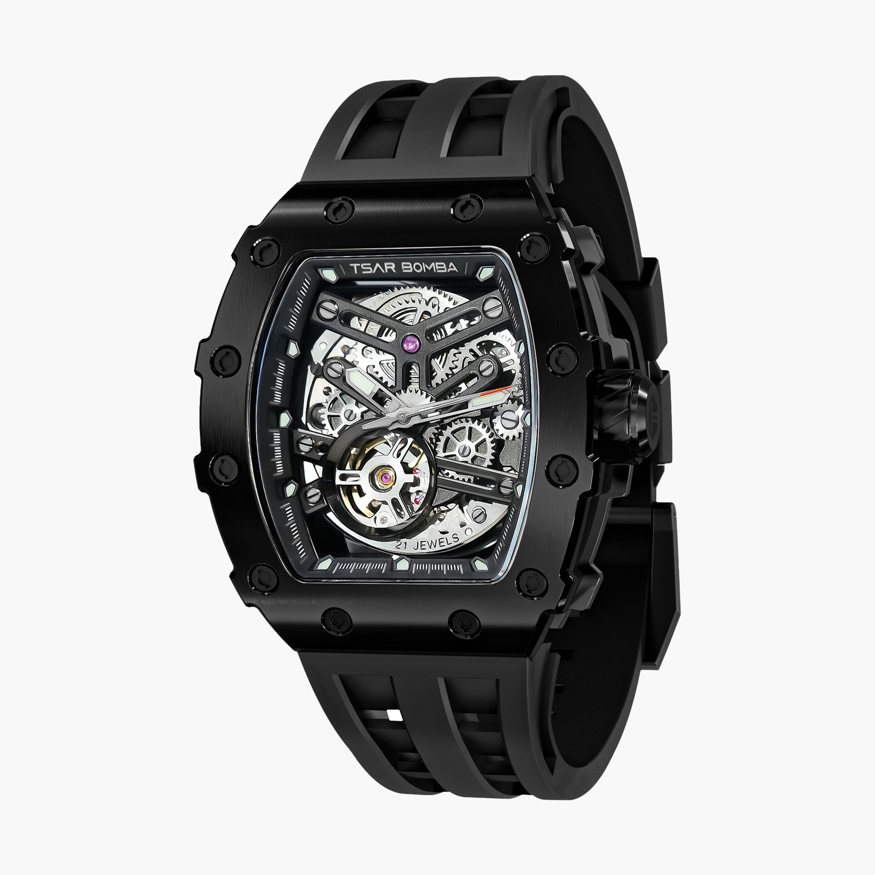 تسار بومبا - ساعة رجالية أوتوماتيكية من السيليكون - أسود - 43 مم | TB8208A-45-men-watchesandjewellery-watches-image-1