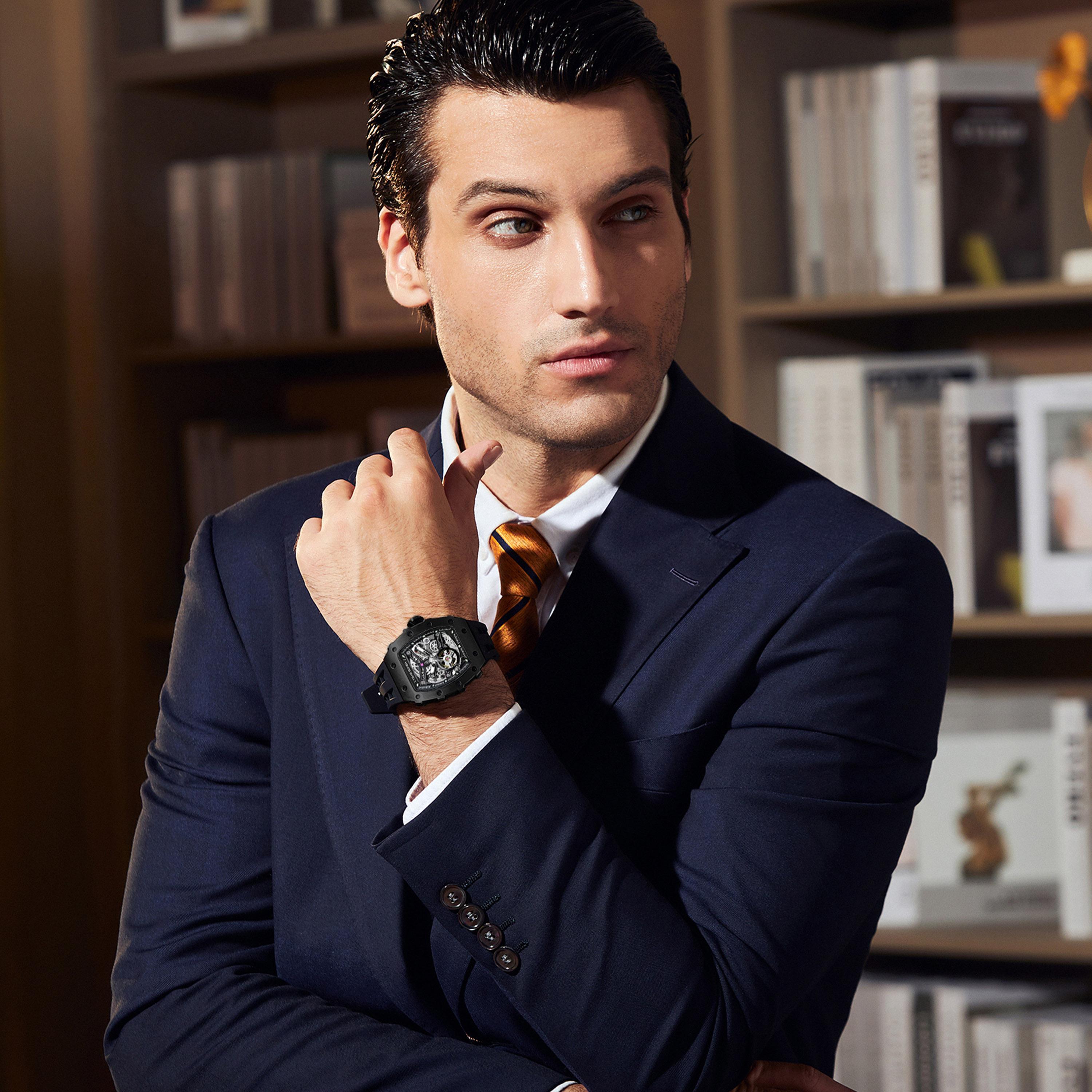 تسار بومبا - ساعة رجالية أوتوماتيكية من السيليكون - أسود - 43 مم | TB8208A-45-men-watchesandjewellery-watches-image-4