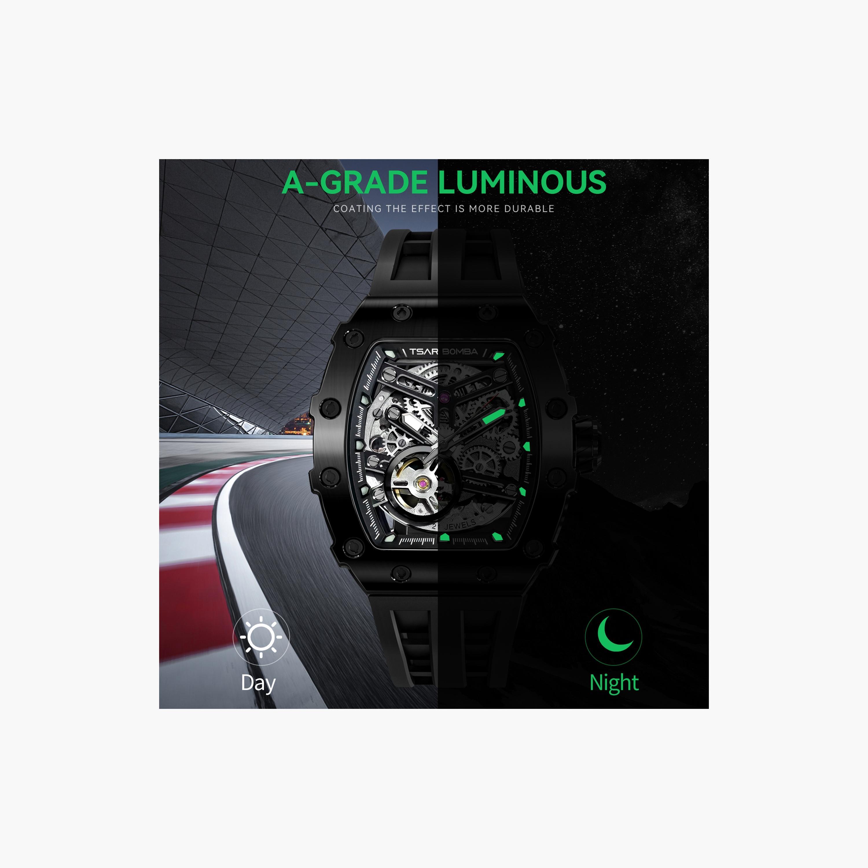 تسار بومبا - ساعة رجالية أوتوماتيكية من السيليكون - أسود - 43 مم | TB8208A-45-men-watchesandjewellery-watches-image-5