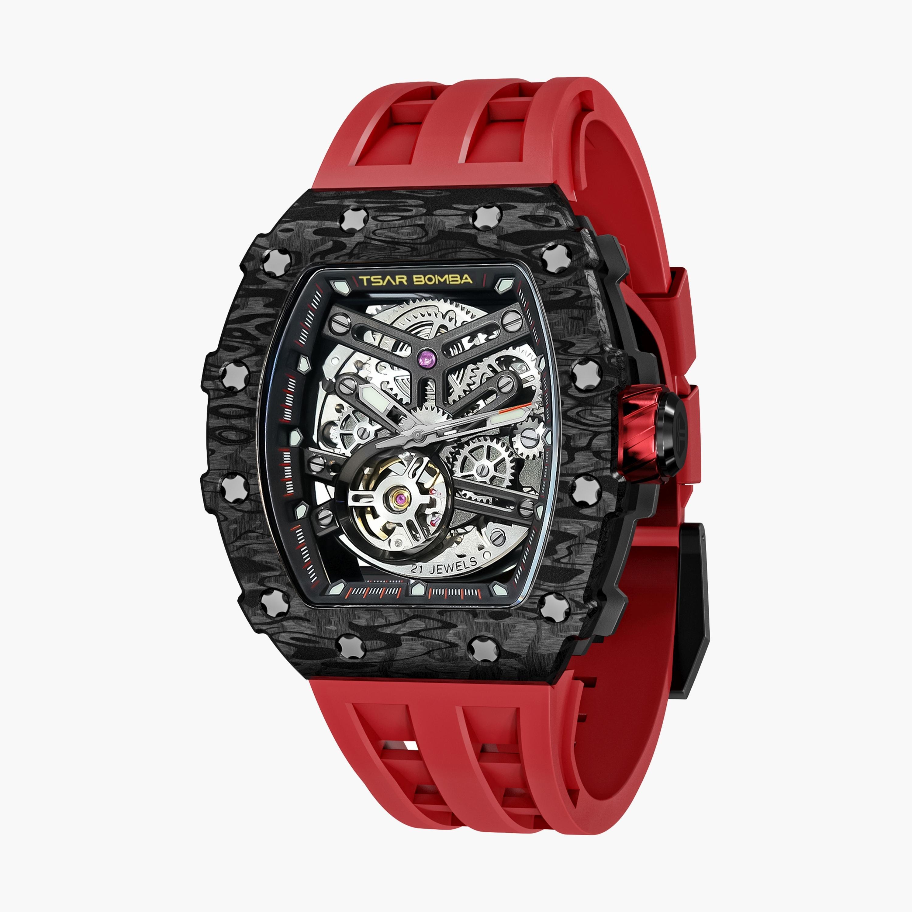 تسار بومبا - ساعة رجالية أوتوماتيكية من السيليكون - أحمر - 43 مم | TB8208CF-39-men-watchesandjewellery-watches-image-1