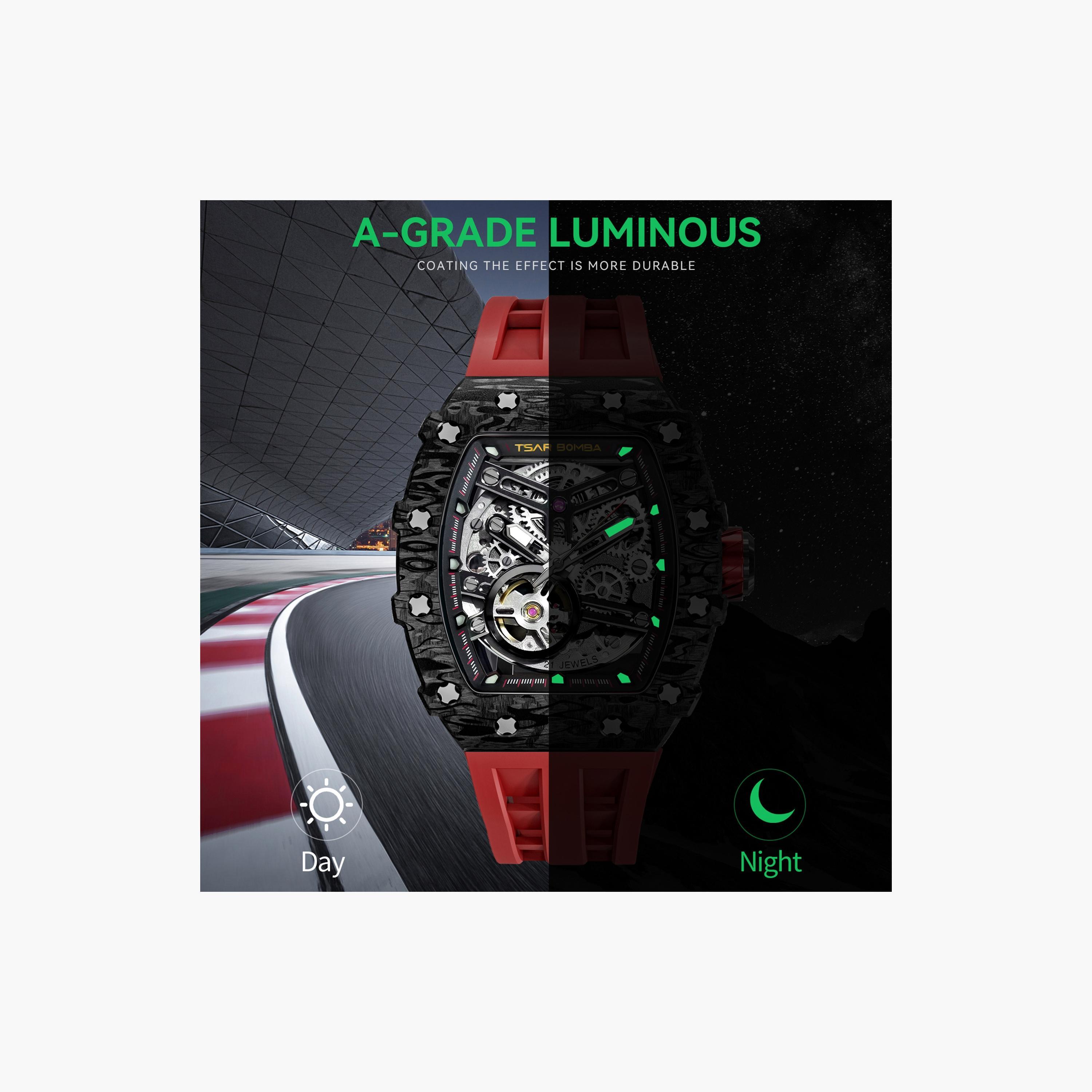 تسار بومبا - ساعة رجالية أوتوماتيكية من السيليكون - أحمر - 43 مم | TB8208CF-39-men-watchesandjewellery-watches-image-5