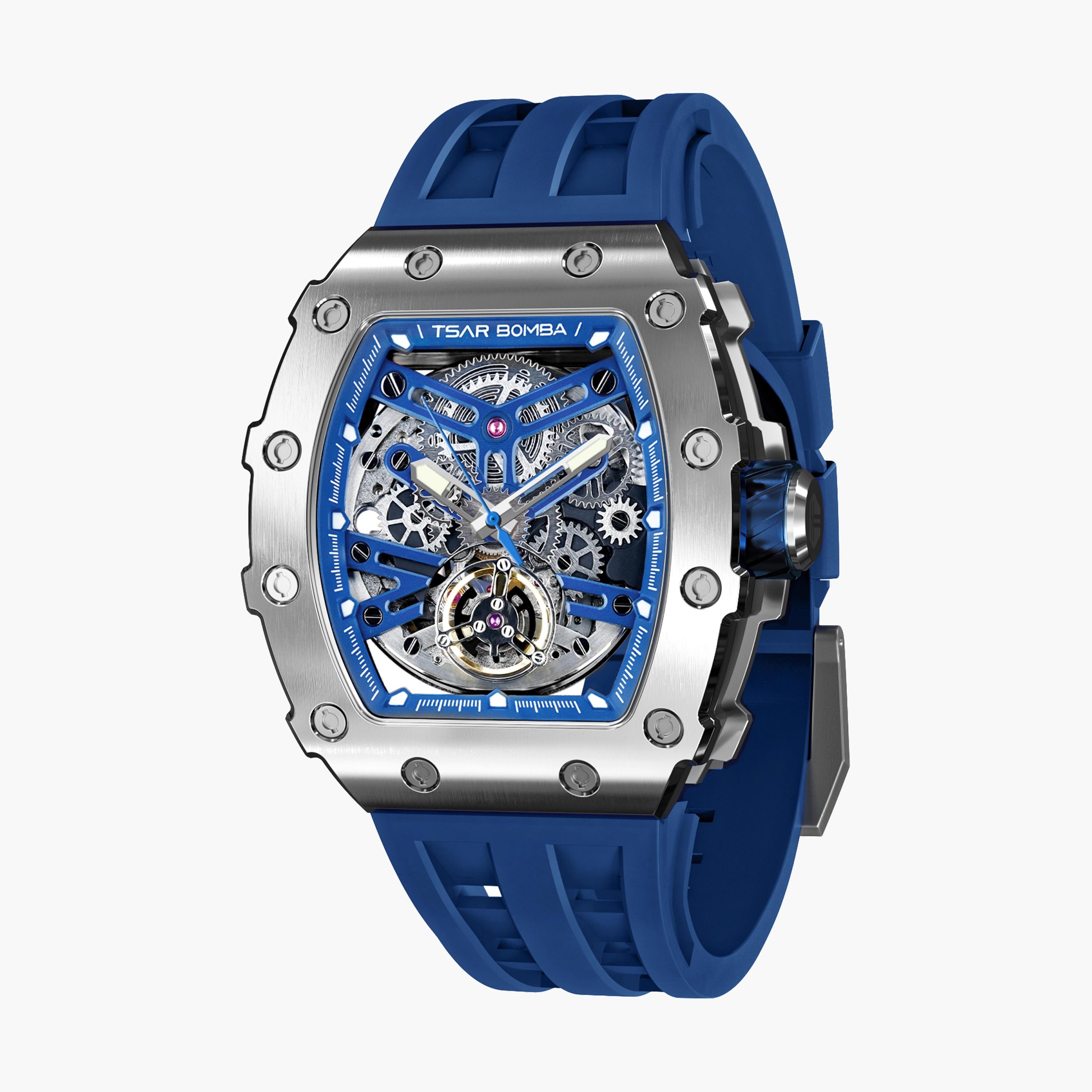 تسار بومبا - ساعة رجالية أوتوماتيكية من السيليكون - أزرق - 43 مم | TB8208A-11-men-watchesandjewellery-watches-image-1