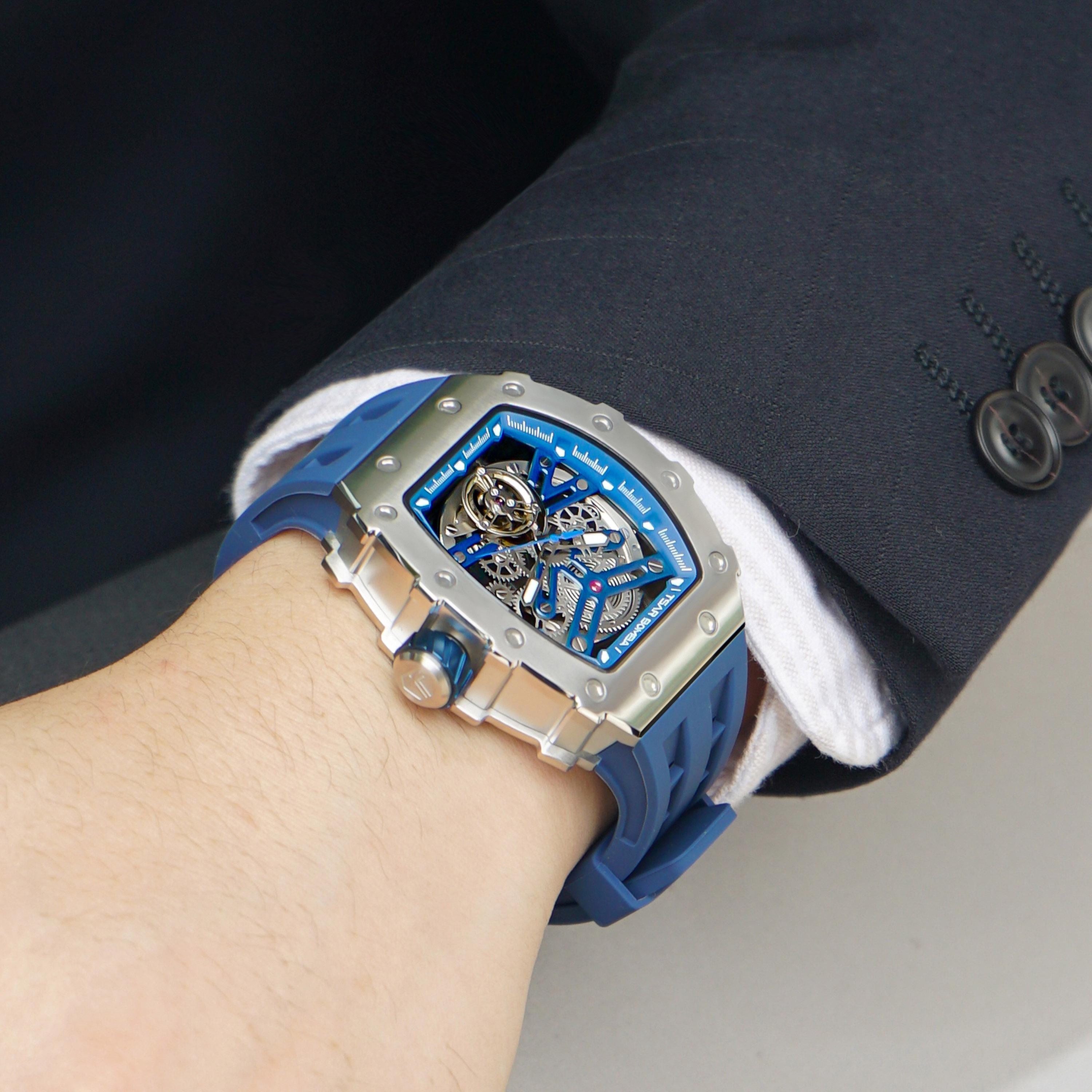 تسار بومبا - ساعة رجالية أوتوماتيكية من السيليكون - أزرق - 43 مم | TB8208A-11-men-watchesandjewellery-watches-image-4