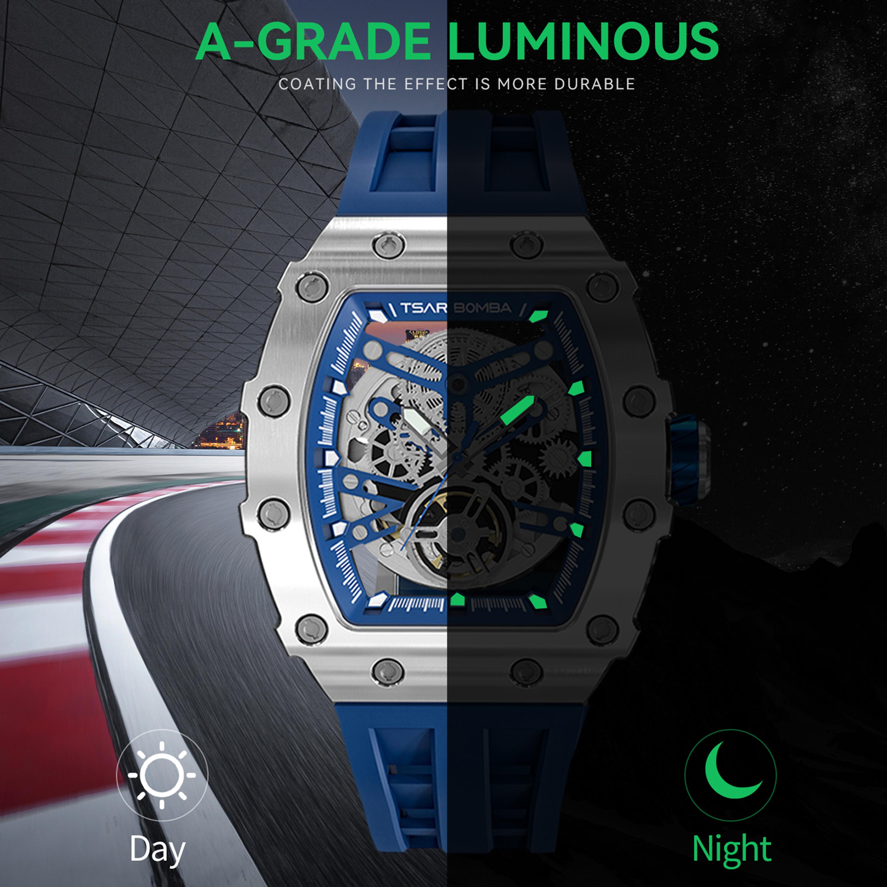 تسار بومبا - ساعة رجالية أوتوماتيكية من السيليكون - أزرق - 43 مم | TB8208A-11-men-watchesandjewellery-watches-image-5