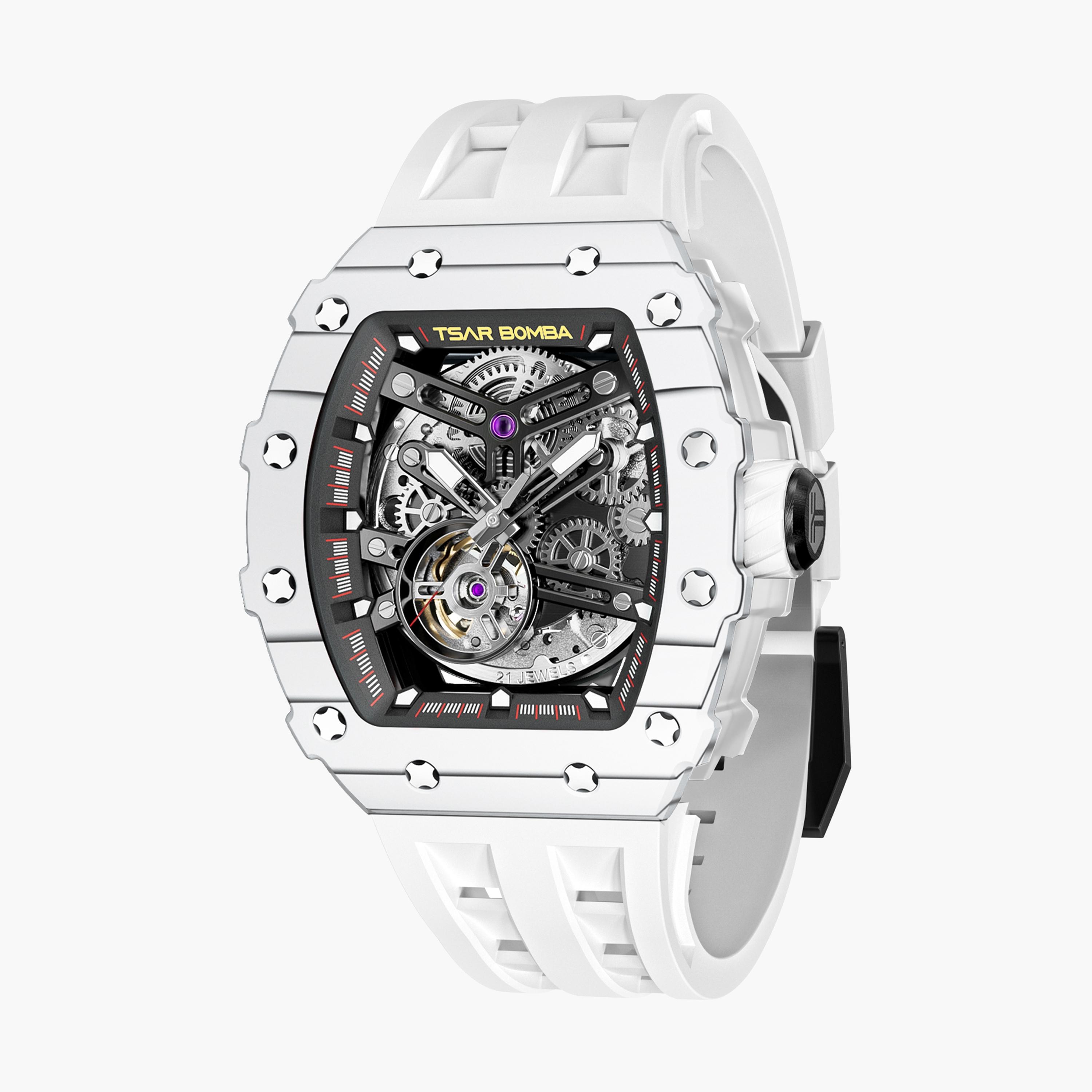 تسار بومبا - ساعة رجالية أوتوماتيكية من السيليكون - أبيض - 43 مم | TB8208CF-35-men-watchesandjewellery-watches-image-1