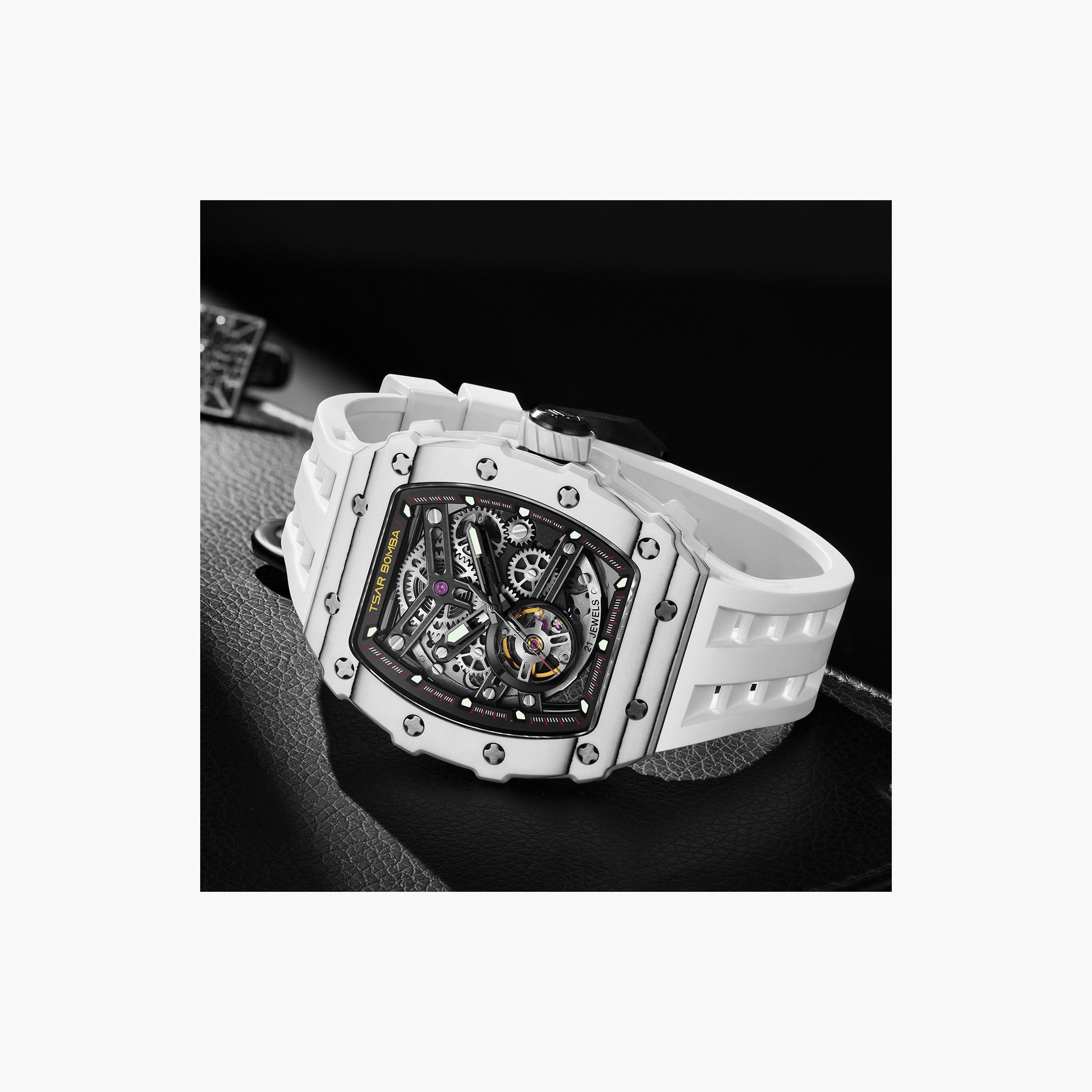 تسار بومبا - ساعة رجالية أوتوماتيكية من السيليكون - أبيض - 43 مم | TB8208CF-35-men-watchesandjewellery-watches-image-3