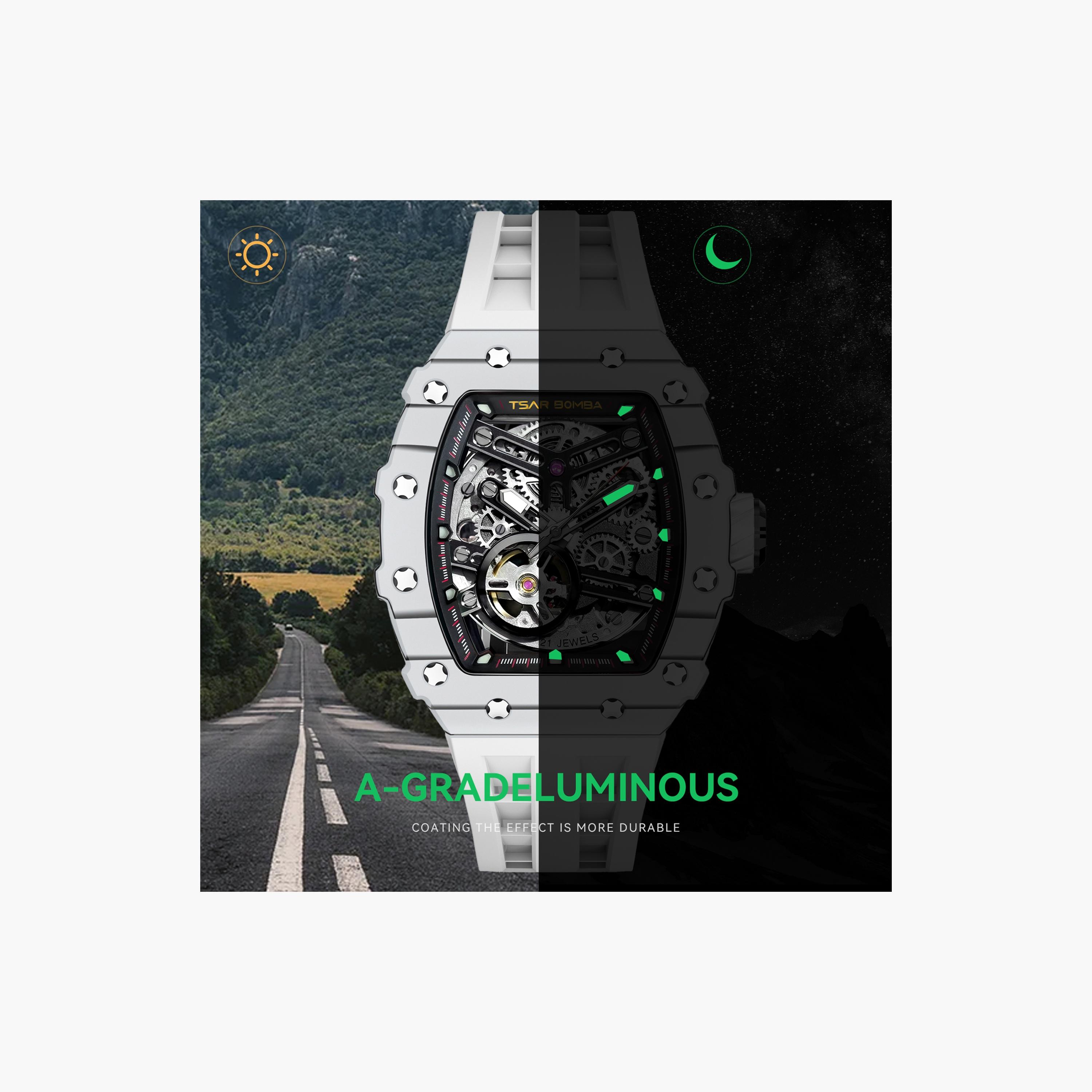 تسار بومبا - ساعة رجالية أوتوماتيكية من السيليكون - أبيض - 43 مم | TB8208CF-35-men-watchesandjewellery-watches-image-5