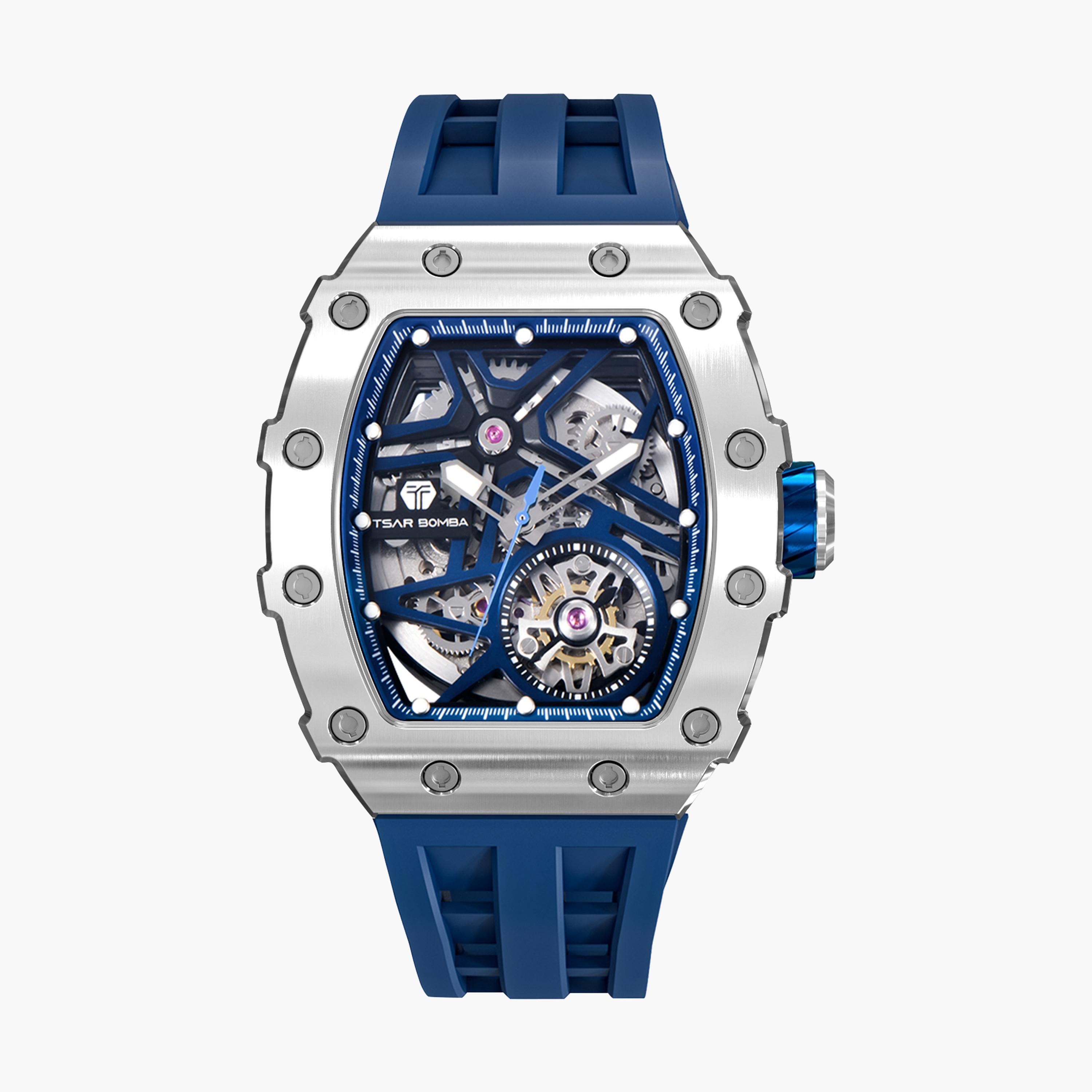 تسار بومبا - ساعة رجالية أوتوماتيكية من السيليكون - أزرق - 43 مم | TB8209A-03-men-watchesandjewellery-watches-image-1