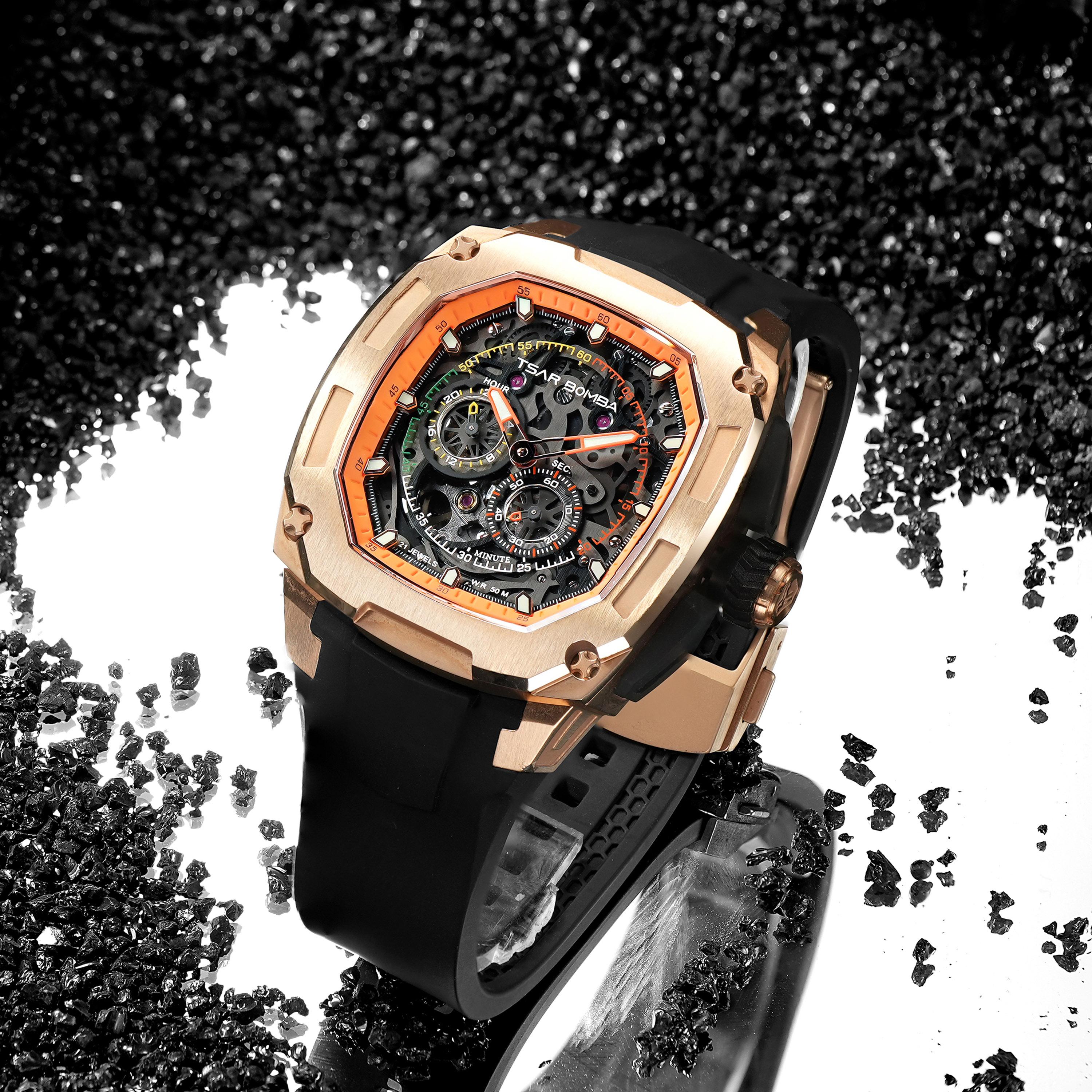 تسار بومبا - ساعة رجالية أوتوماتيكية من السيليكون - متعددة الألوان - 43 مم | TB8601-03-men-watchesandjewellery-watches-image-3
