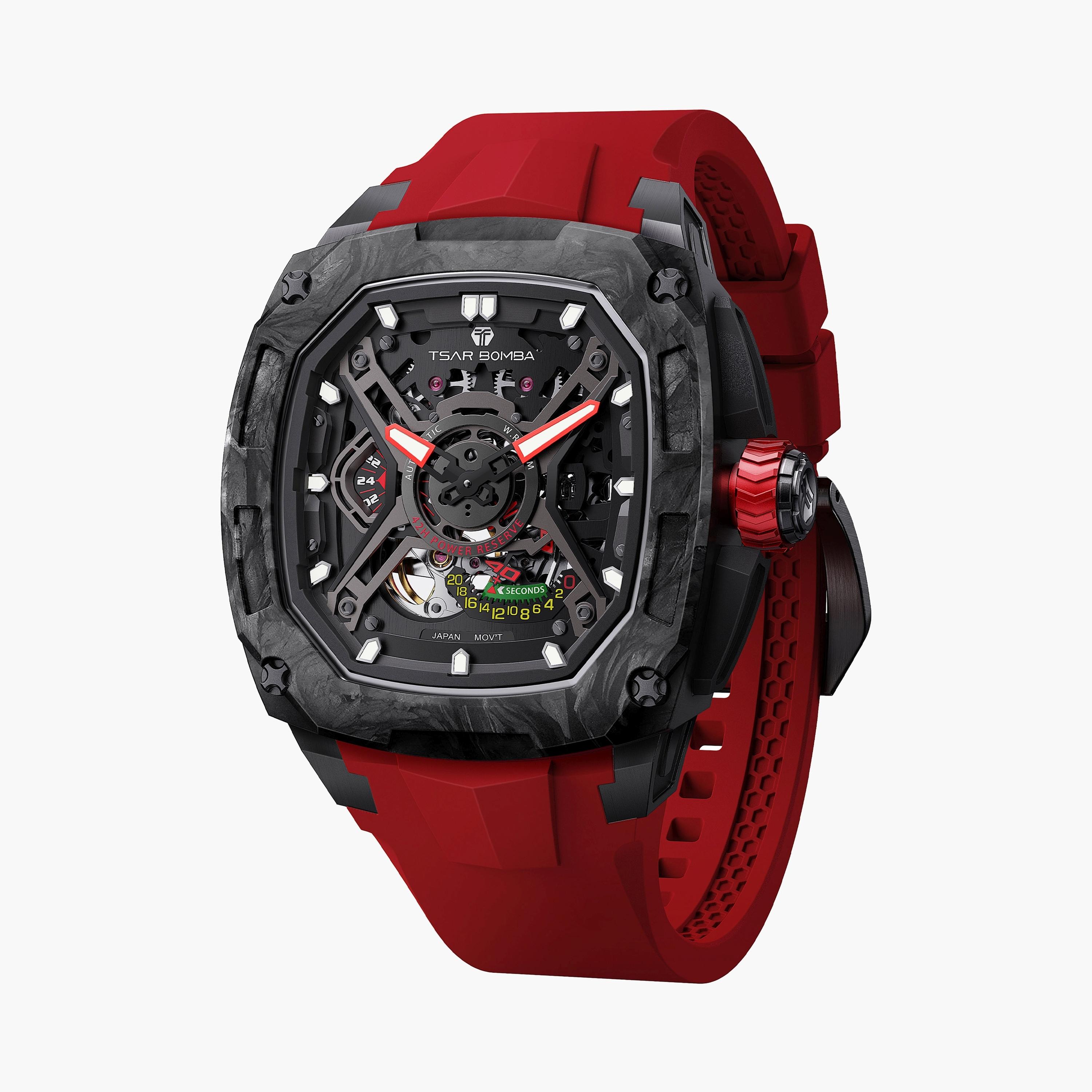 تسار بومبا - ساعة رجالية أوتوماتيكية من السيليكون - أحمر - 43 مم | TB8605A-01-men-watchesandjewellery-watches-image-1